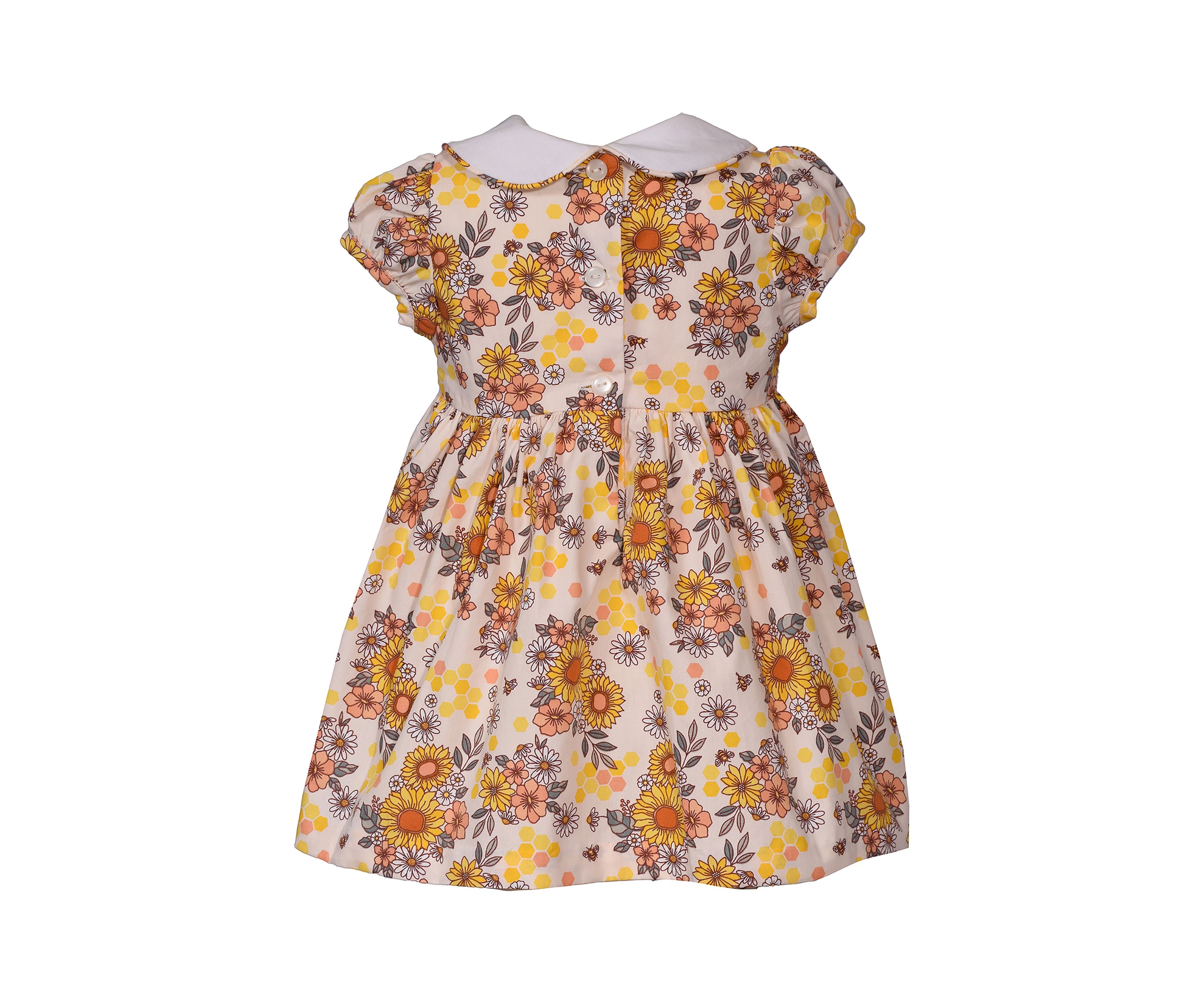 Toddler Girls Sunflower Printed Smocked Dress