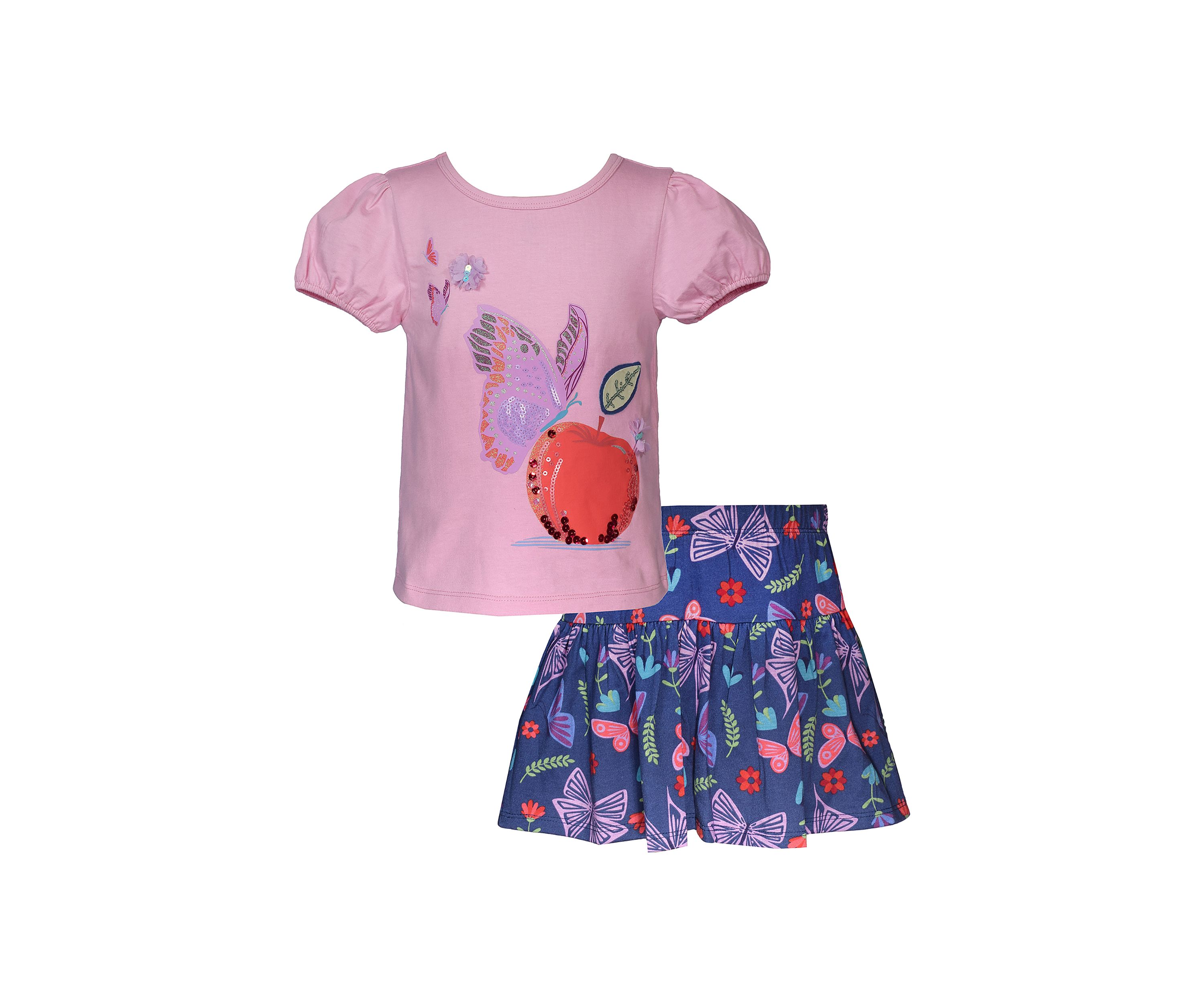 Toddler Girls Butterfly Appliqué Top and Skort Set