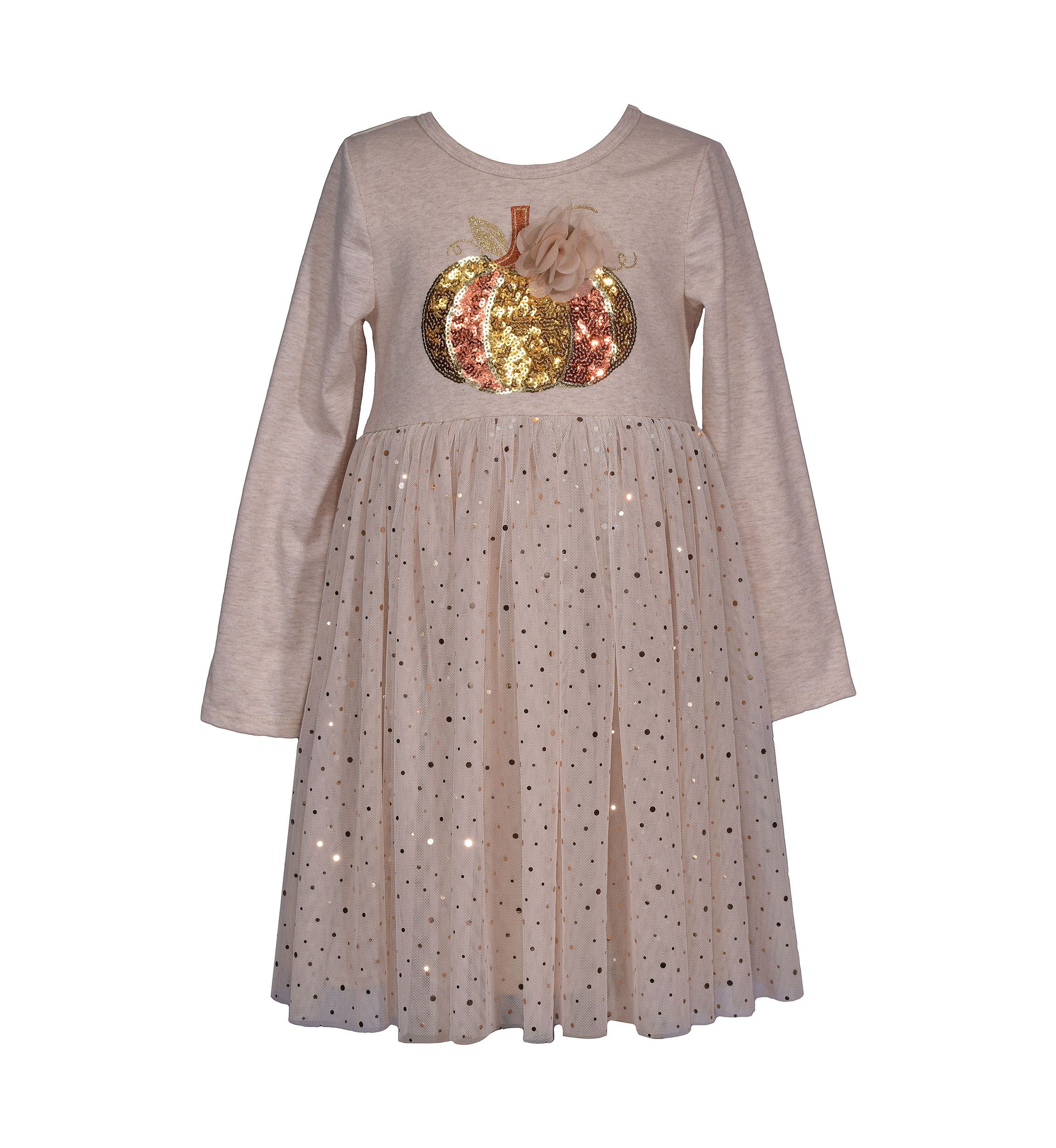 Toddler Girls Pumpkin Appliqué Ballerina Dress