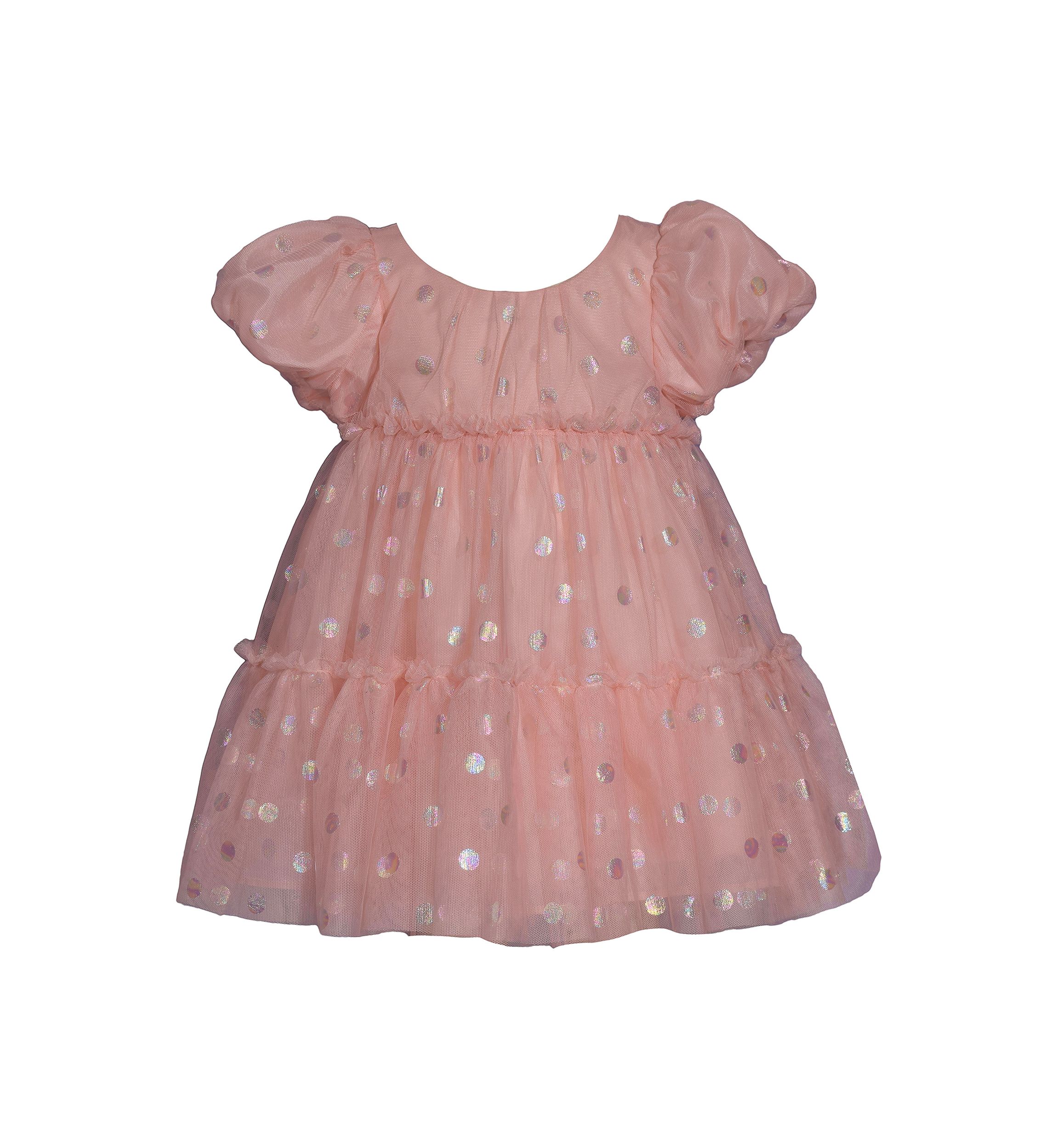 Toddler Girls Foil Dot Mesh Tiered Party Dress