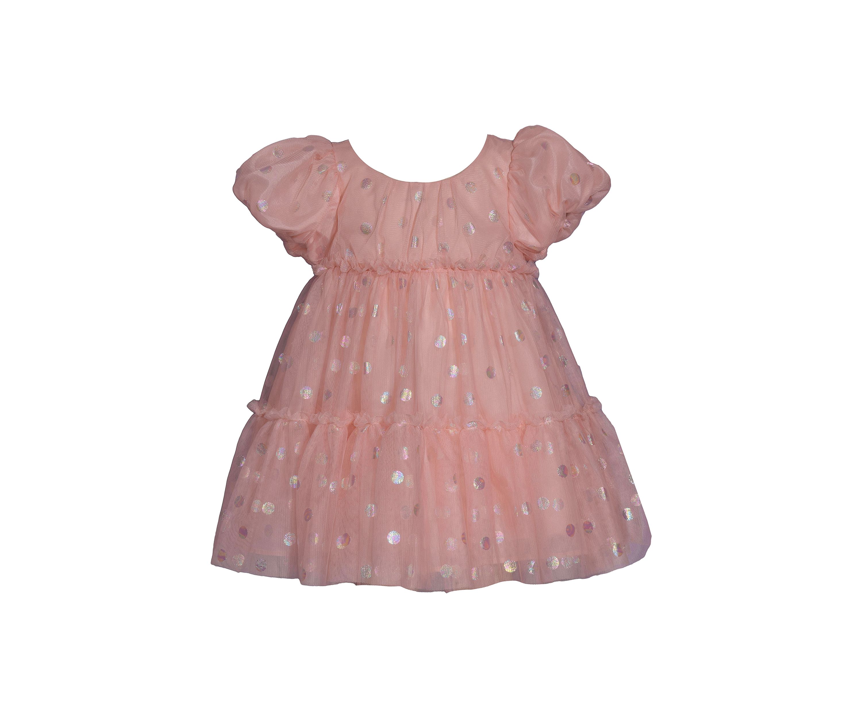 Toddler Girls Foil Dot Mesh Tiered Party Dress