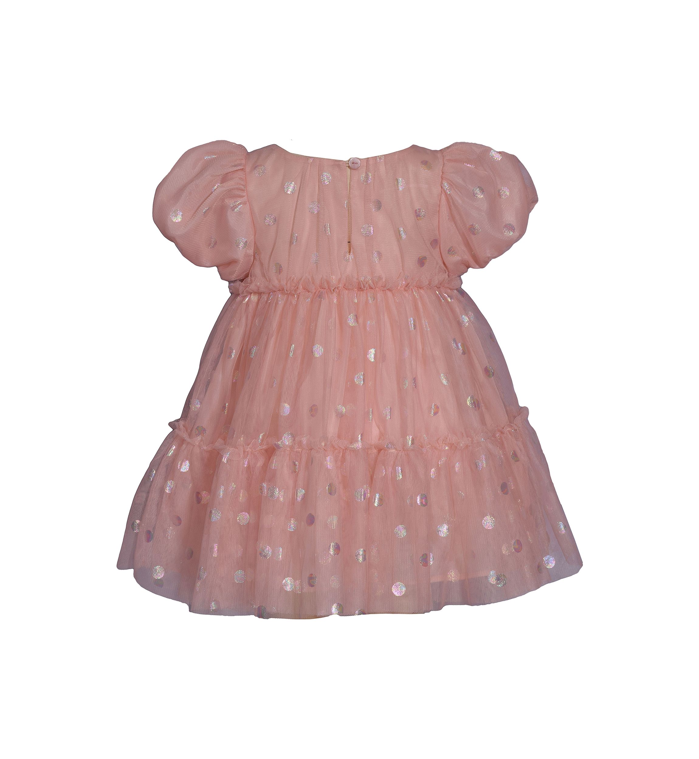 Toddler Girls Foil Dot Mesh Tiered Party Dress