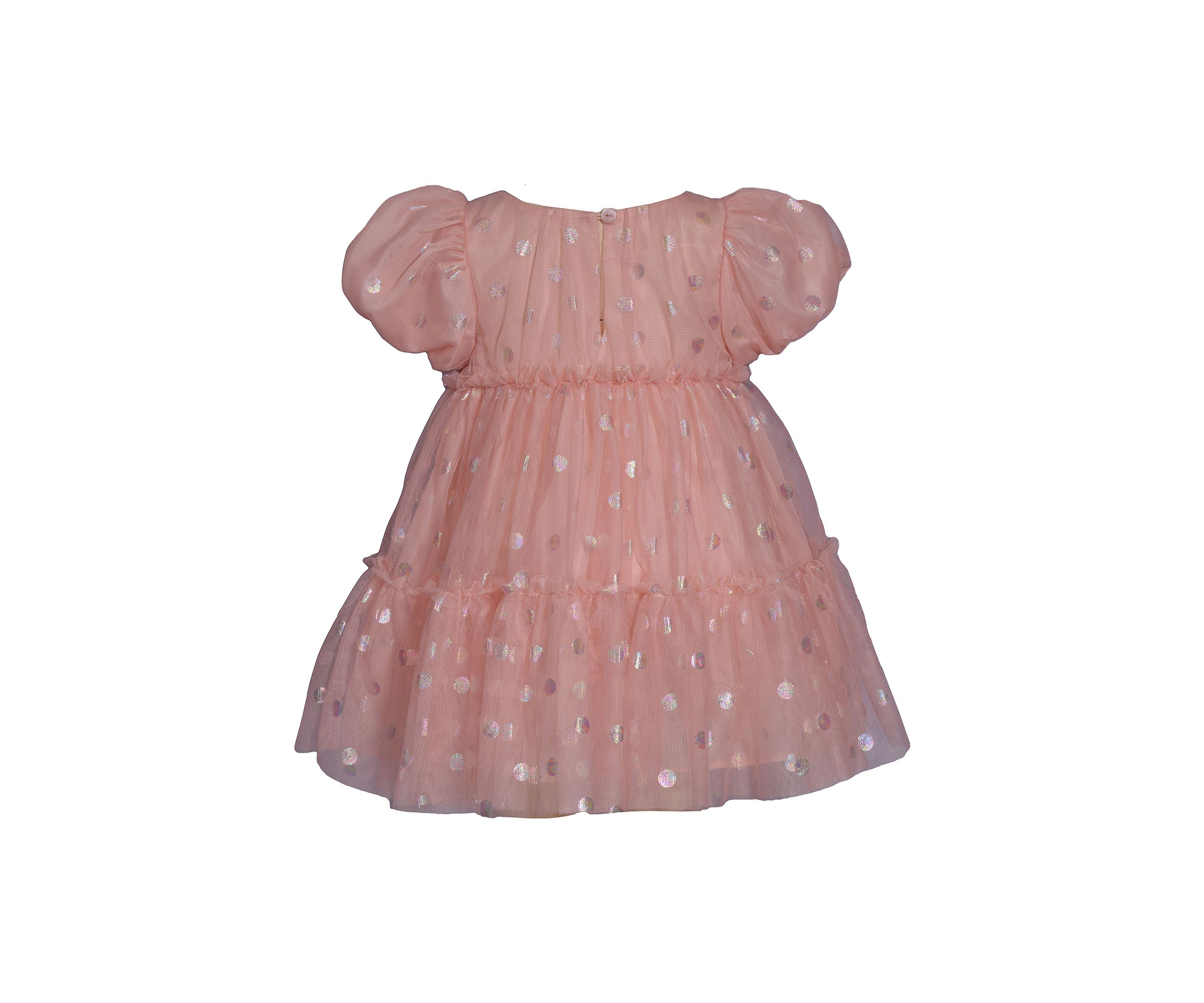 Toddler Girls Foil Dot Mesh Tiered Party Dress