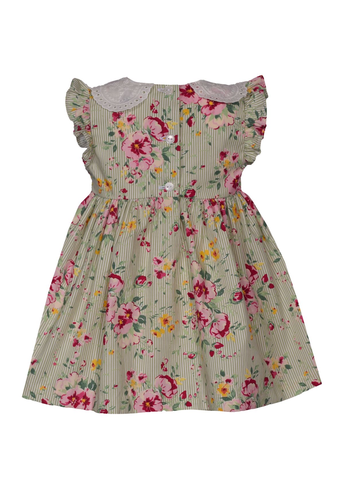 Toddler Girls Flutter Sleeve Floral Smocked Dress
