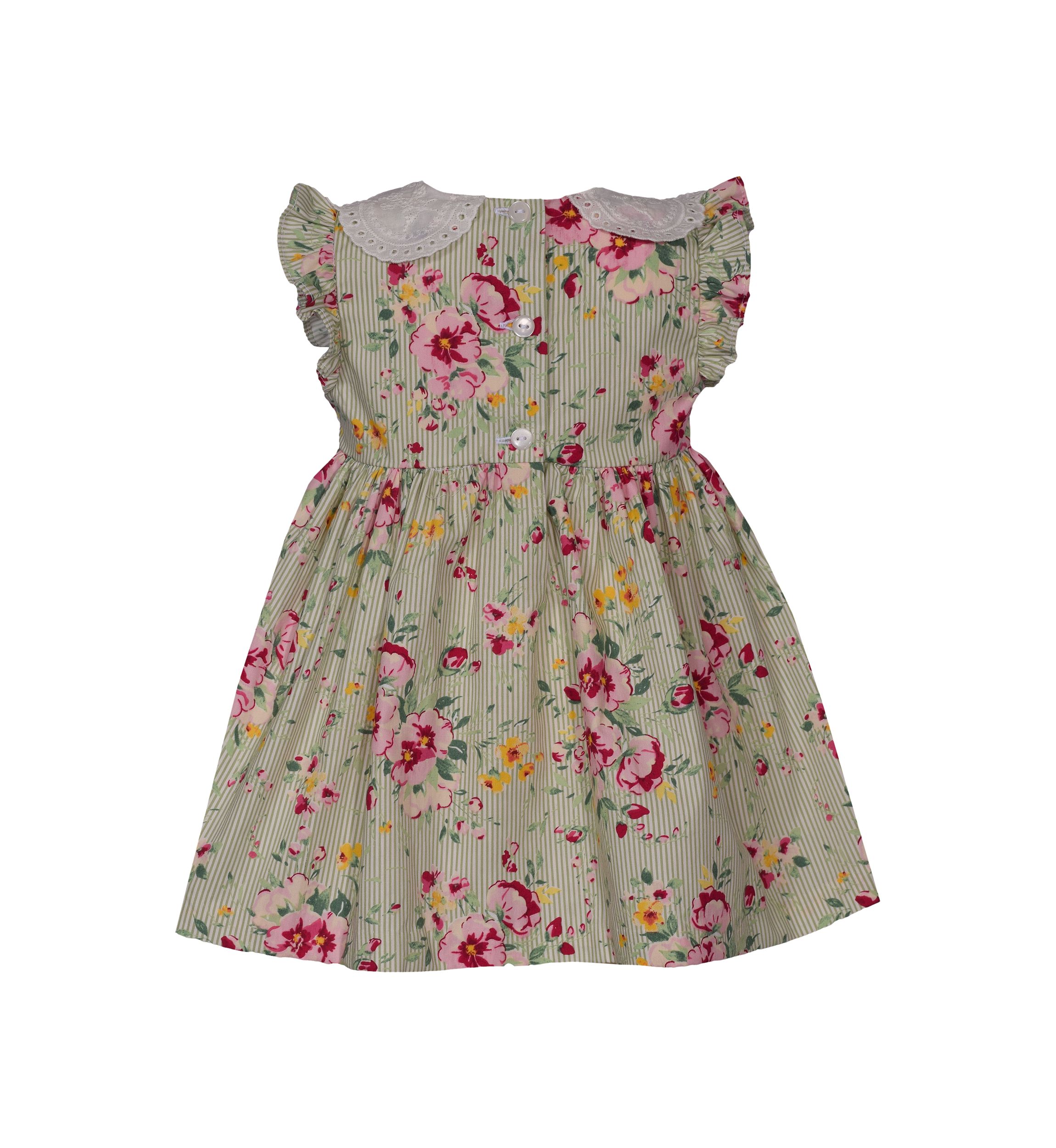 Toddler Girls Flutter Sleeve Floral Smocked Dress
