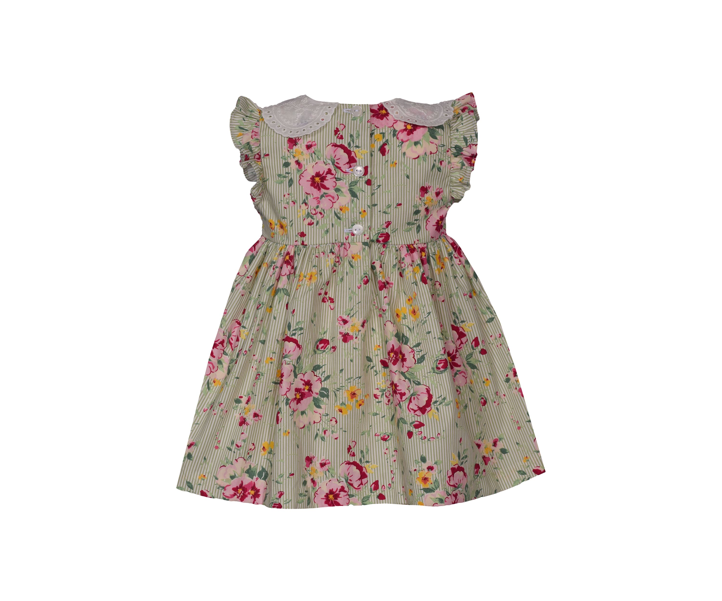Toddler Girls Flutter Sleeve Floral Smocked Dress
