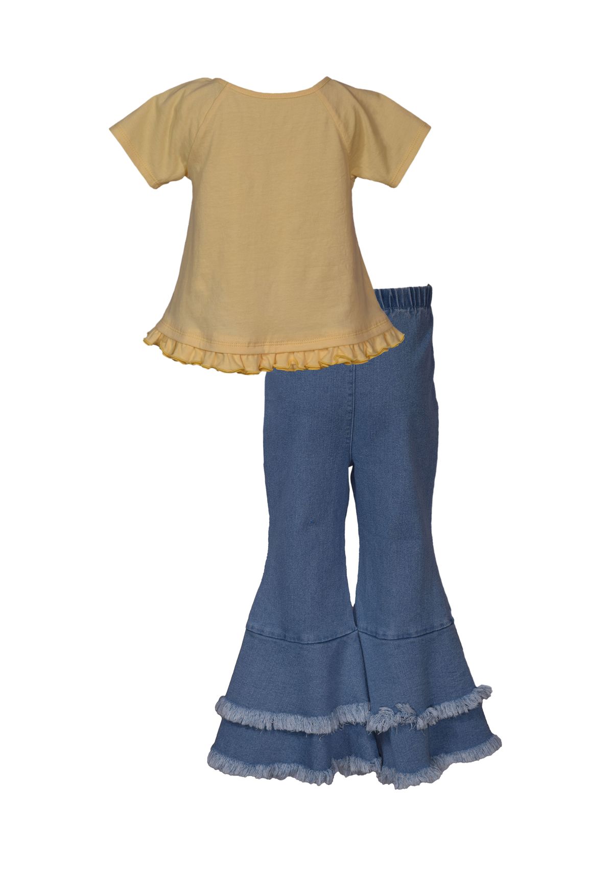 Toddler Girls Short Sleeve Boot Flower Appliqué Shirt and Pants Set