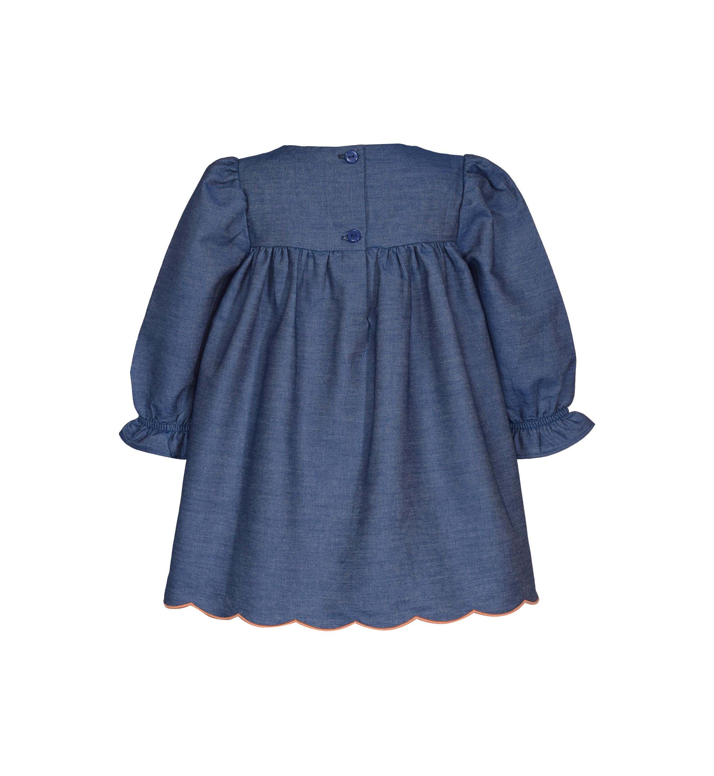 Toddler Girls Long Sleeve Denim Embroidered Dress