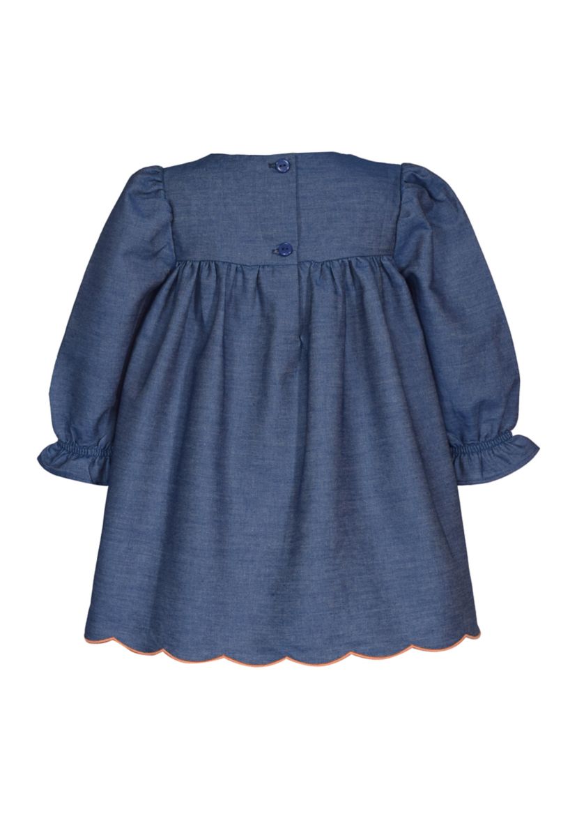 Toddler Girls Long Sleeve Denim Embroidered Dress