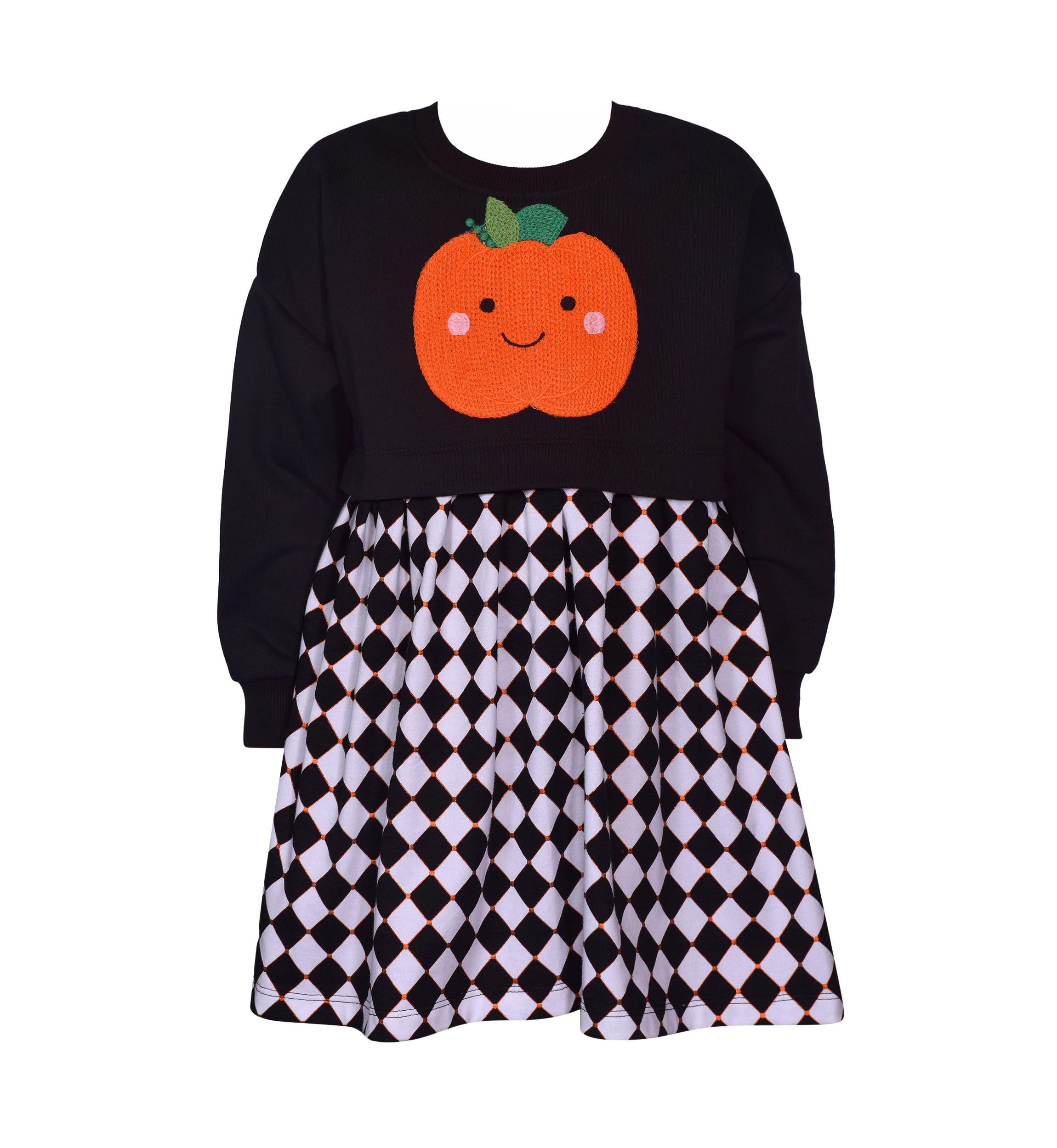 Toddler Girls Long Sleeve Pumpkin Dress