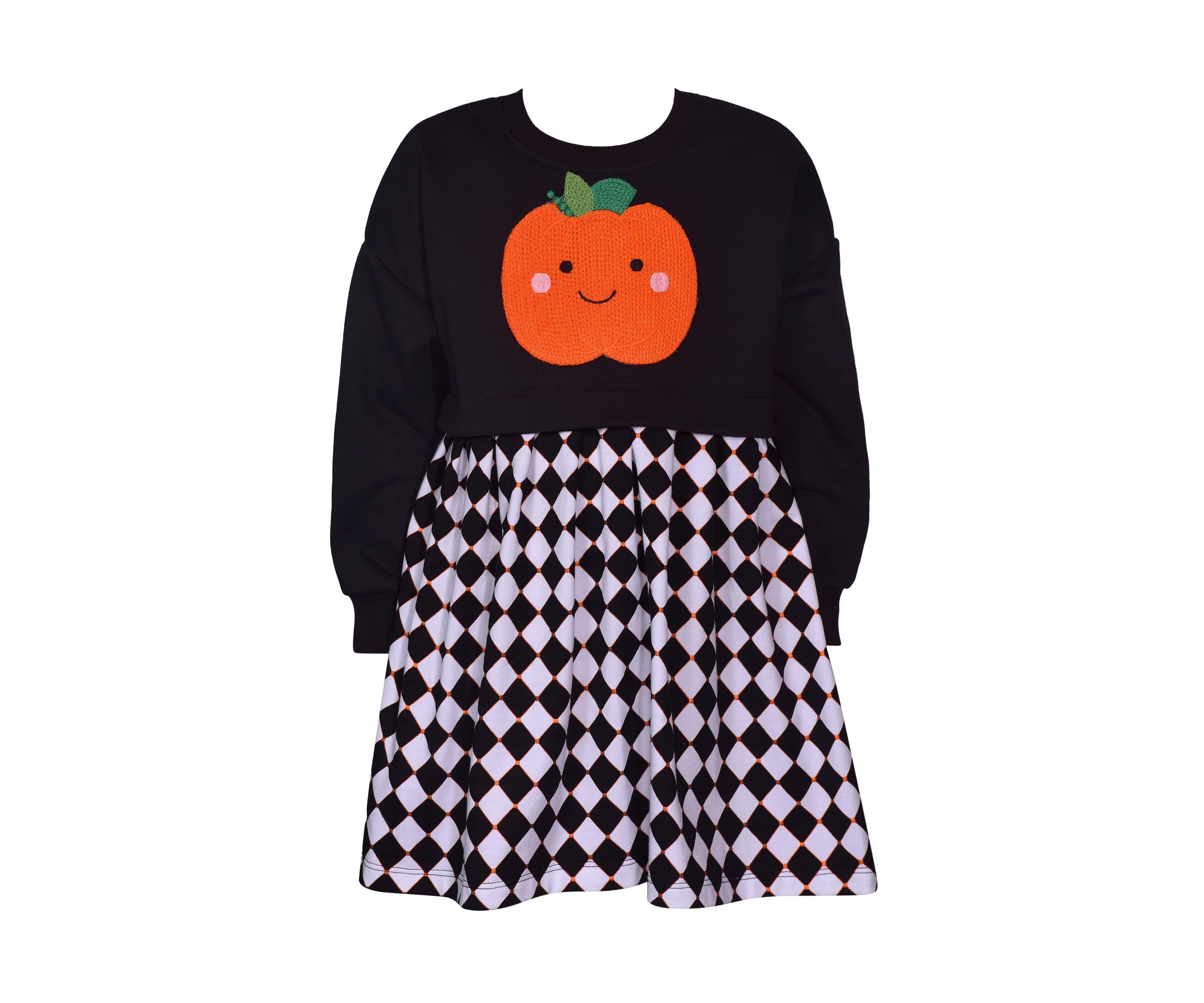 Toddler Girls Long Sleeve Pumpkin Dress