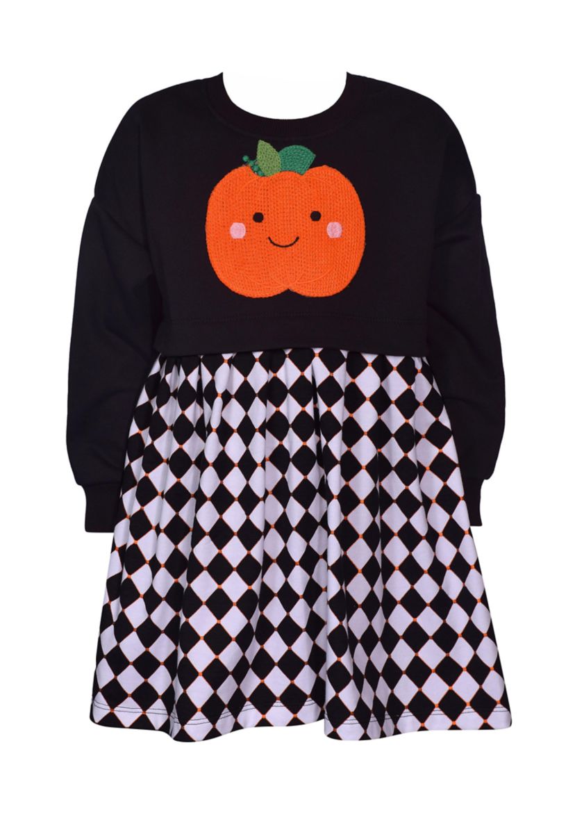 Toddler Girls Long Sleeve Pumpkin Dress