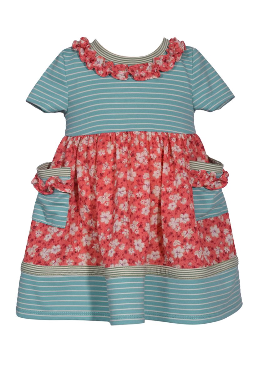 Toddler Girls Short Sleeve Mixed Media Dress
