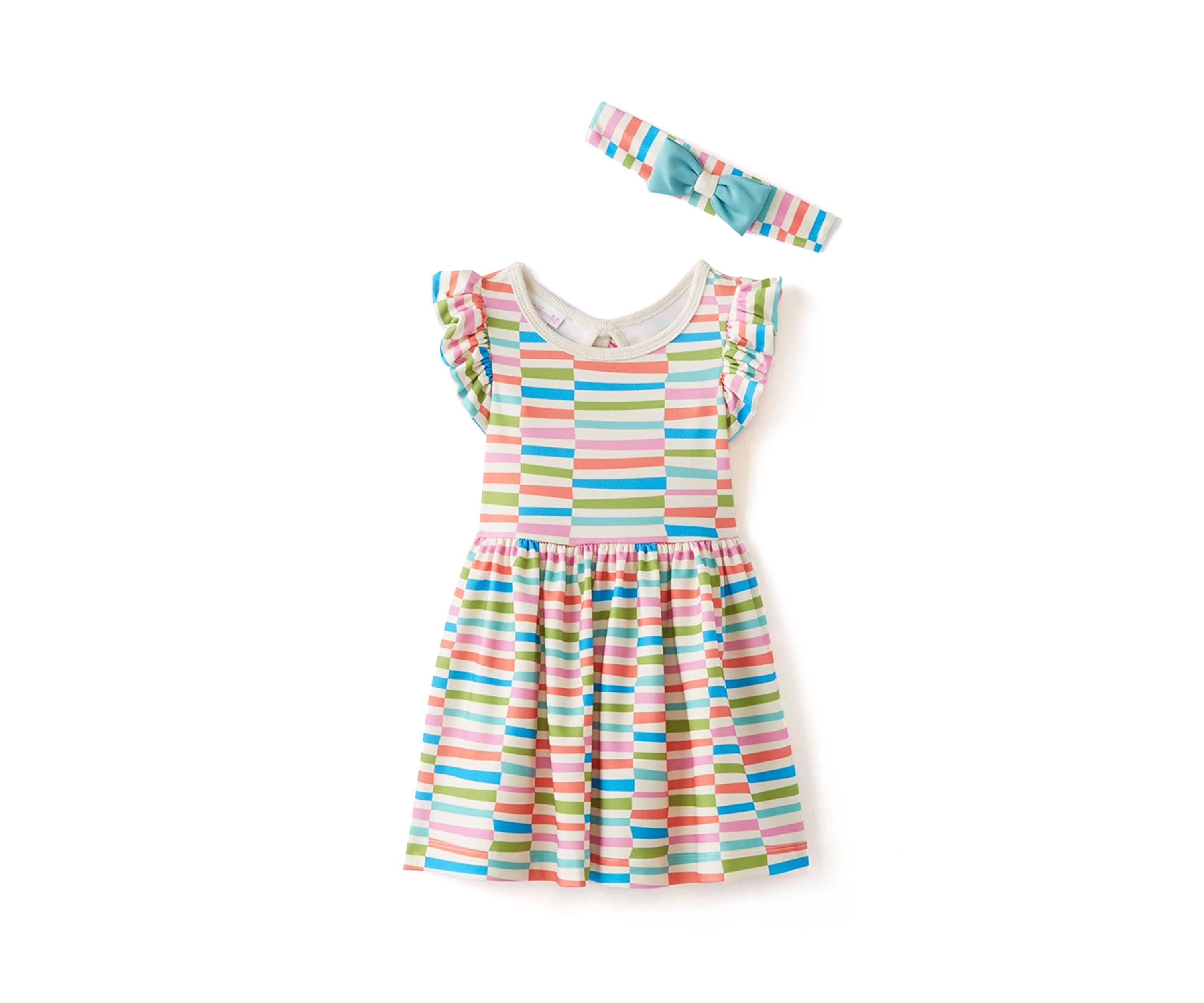 Toddler Girls Striped Dress with Headband