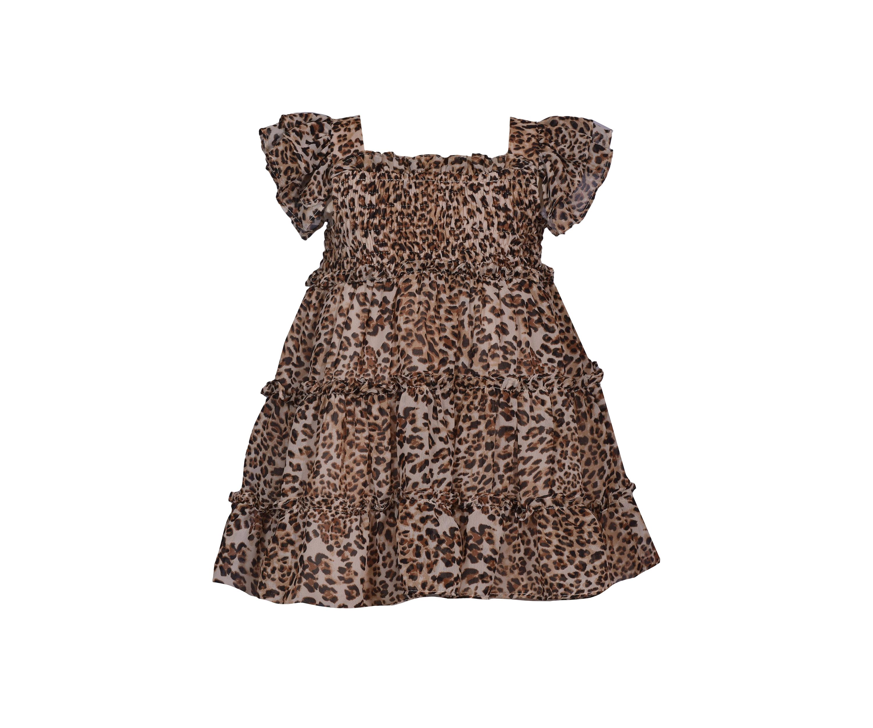 Toddler Girls Leopard Smocked Bodice Dress