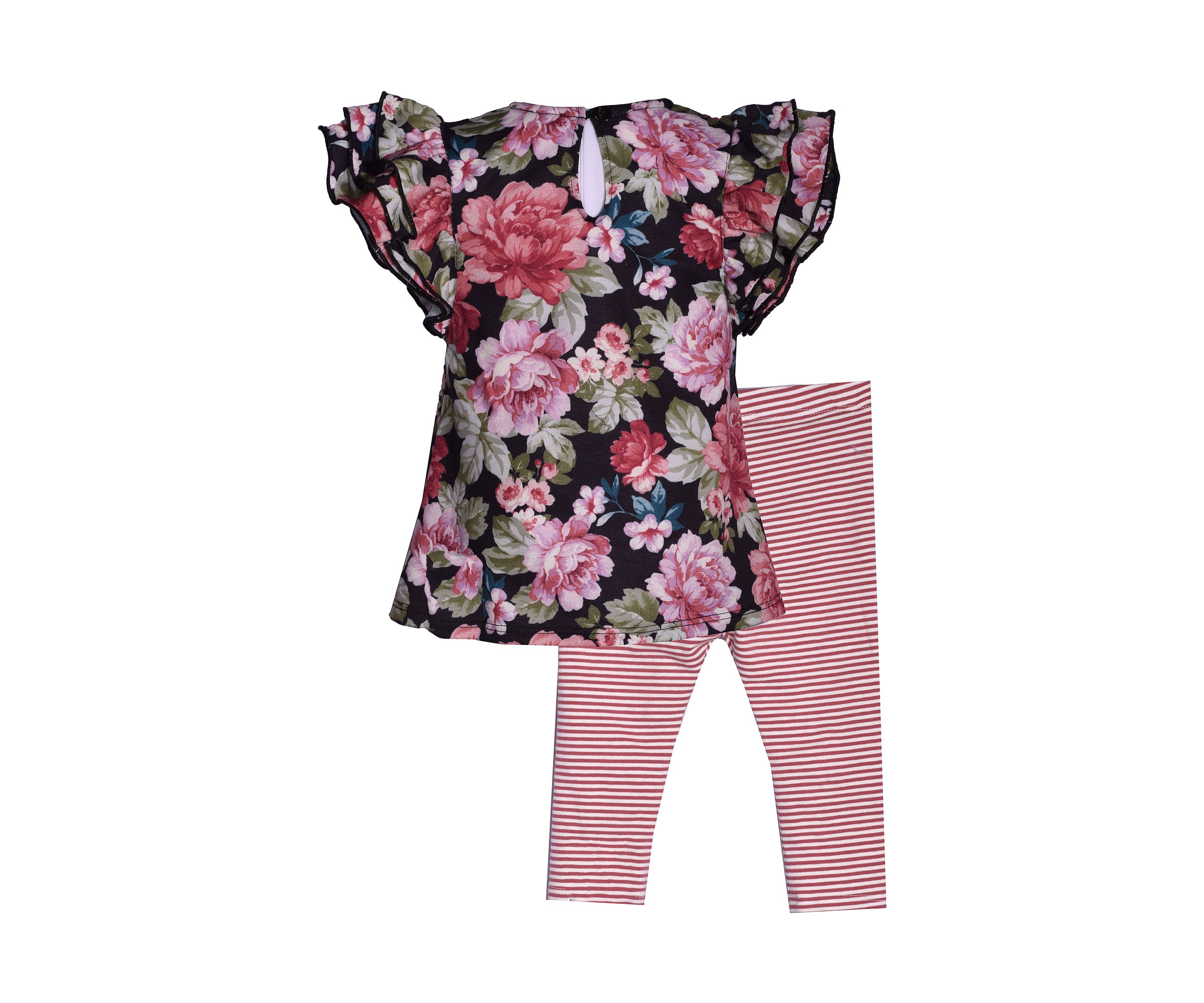 Baby Girls Floral Stripe Knit Leggings Set