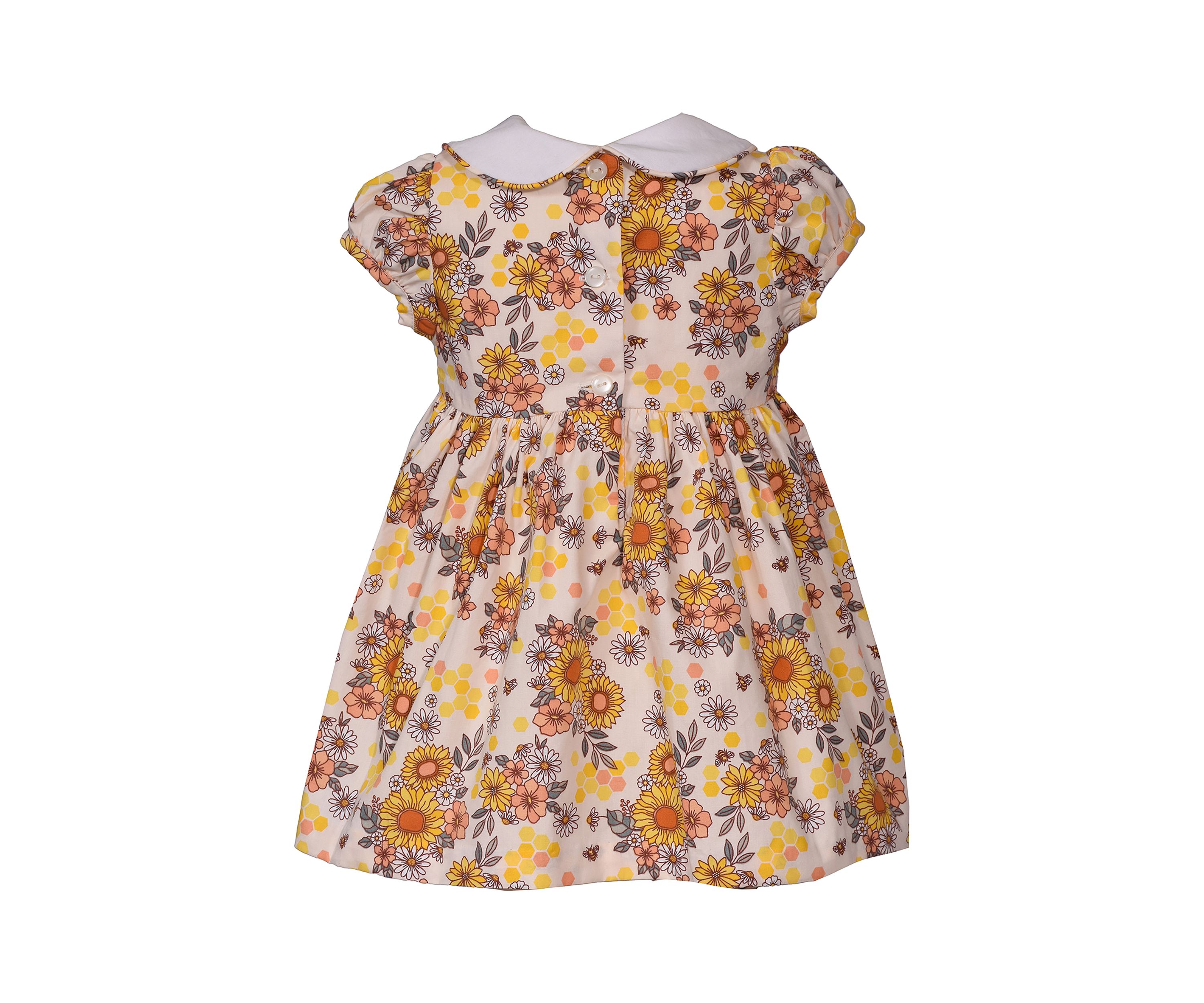 Baby Girls Sunflower Printed Smocked Dress