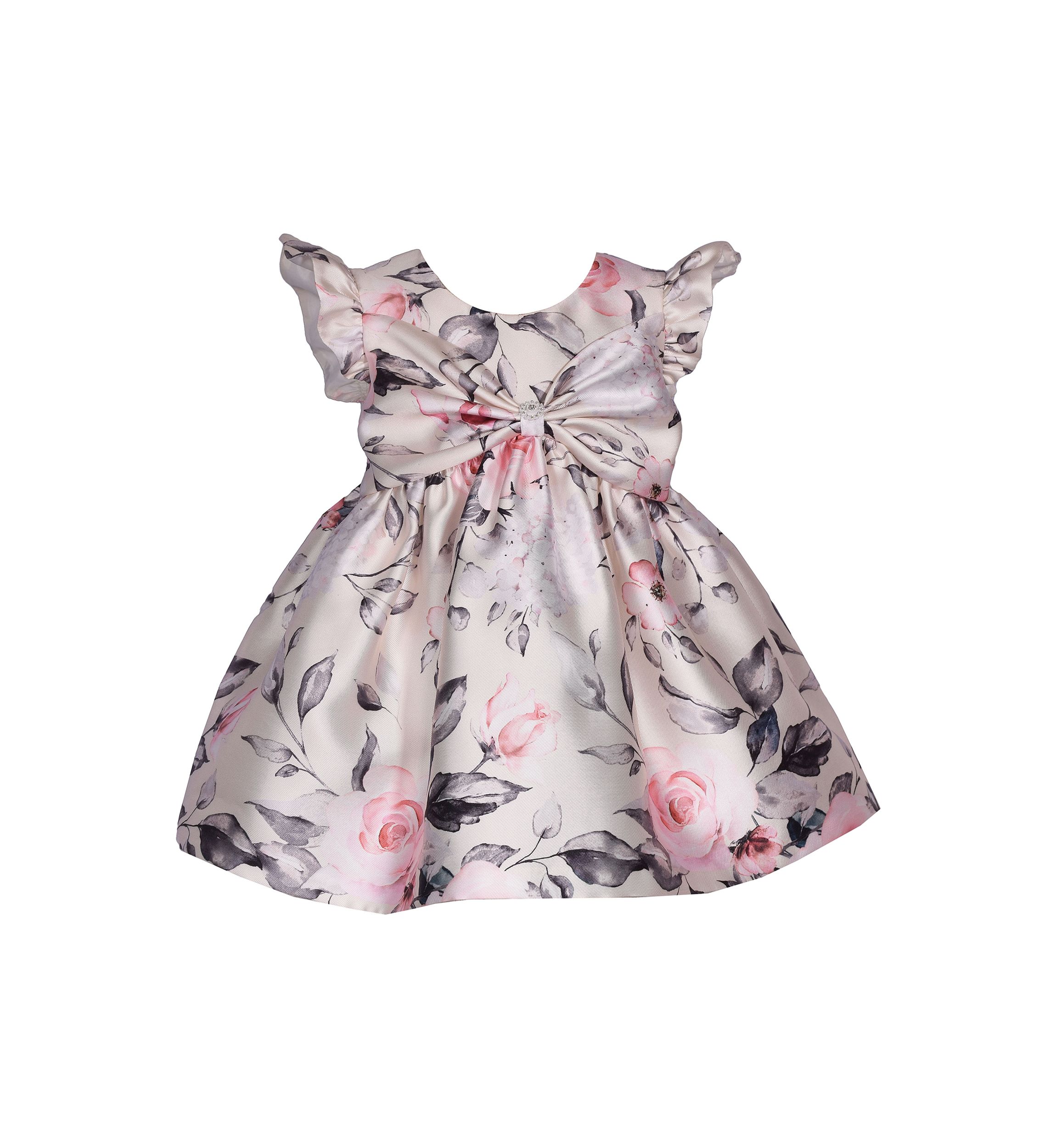 Baby Girls Floral Printed Mikado Party Dress
