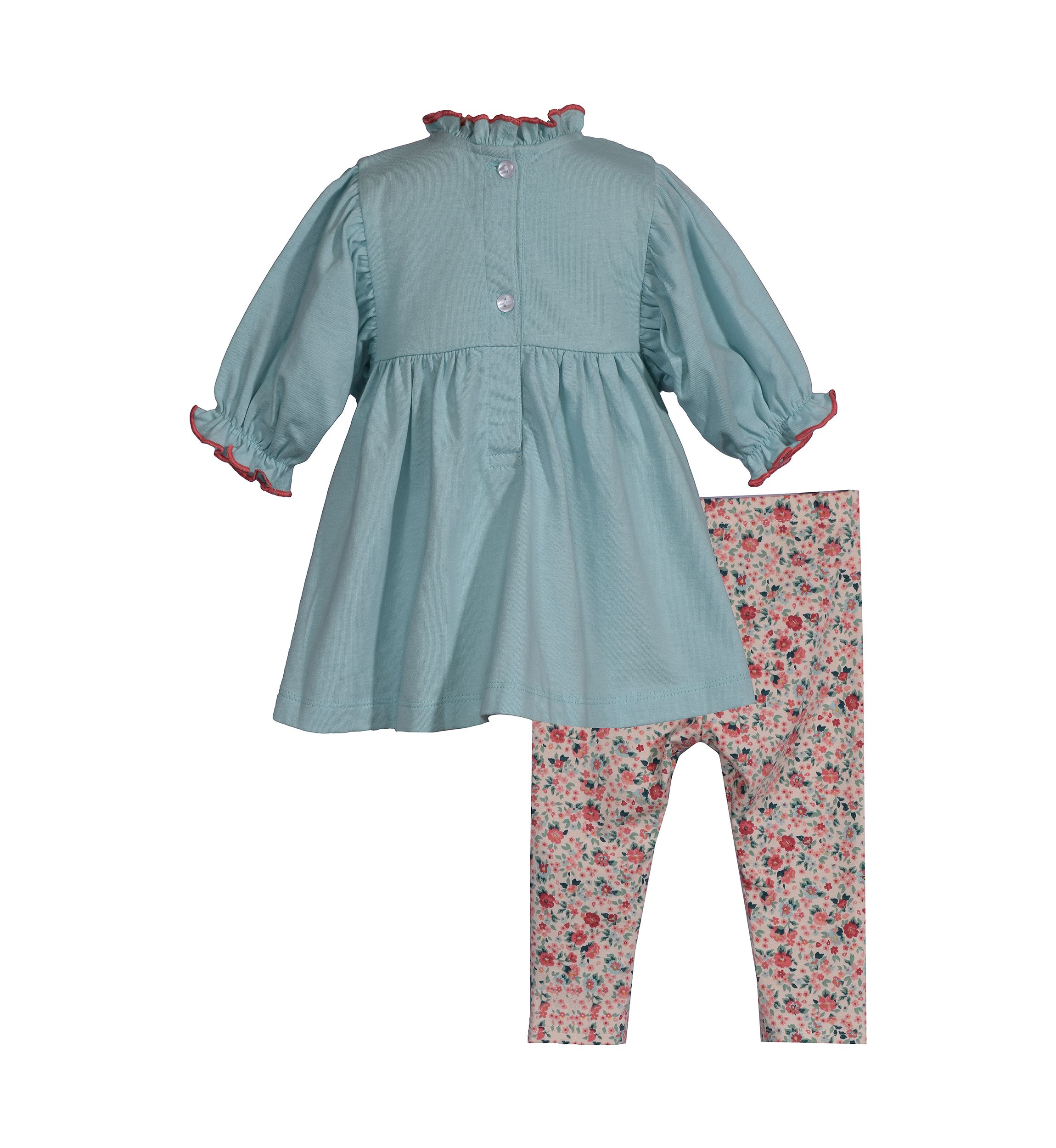 Baby Girls Smocked Knit Top and Printed Leggings Set
