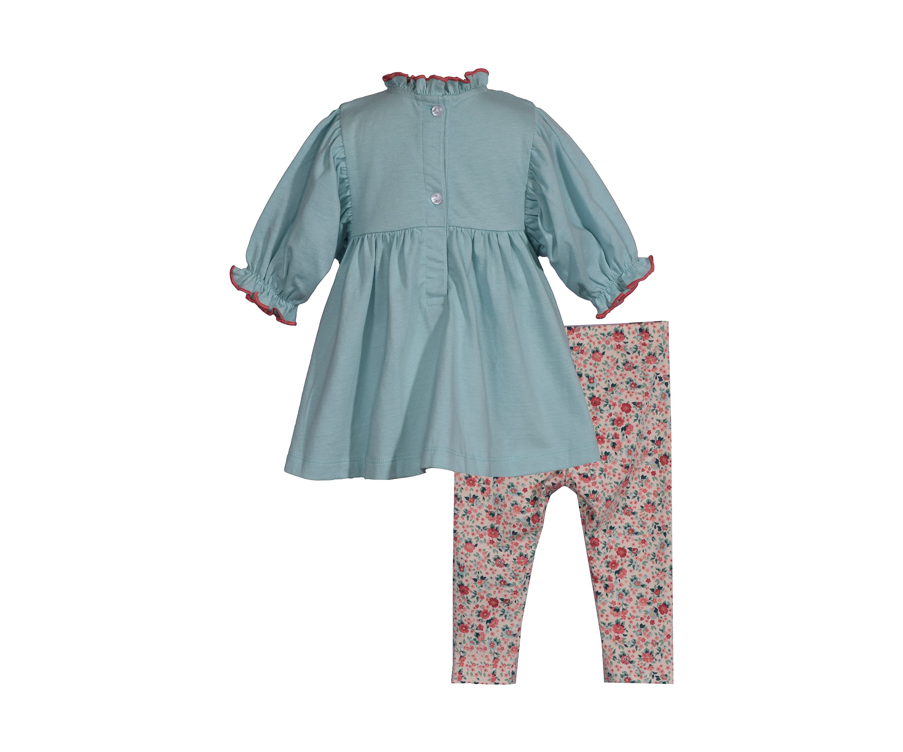 Baby Girls Smocked Knit Top and Printed Leggings Set