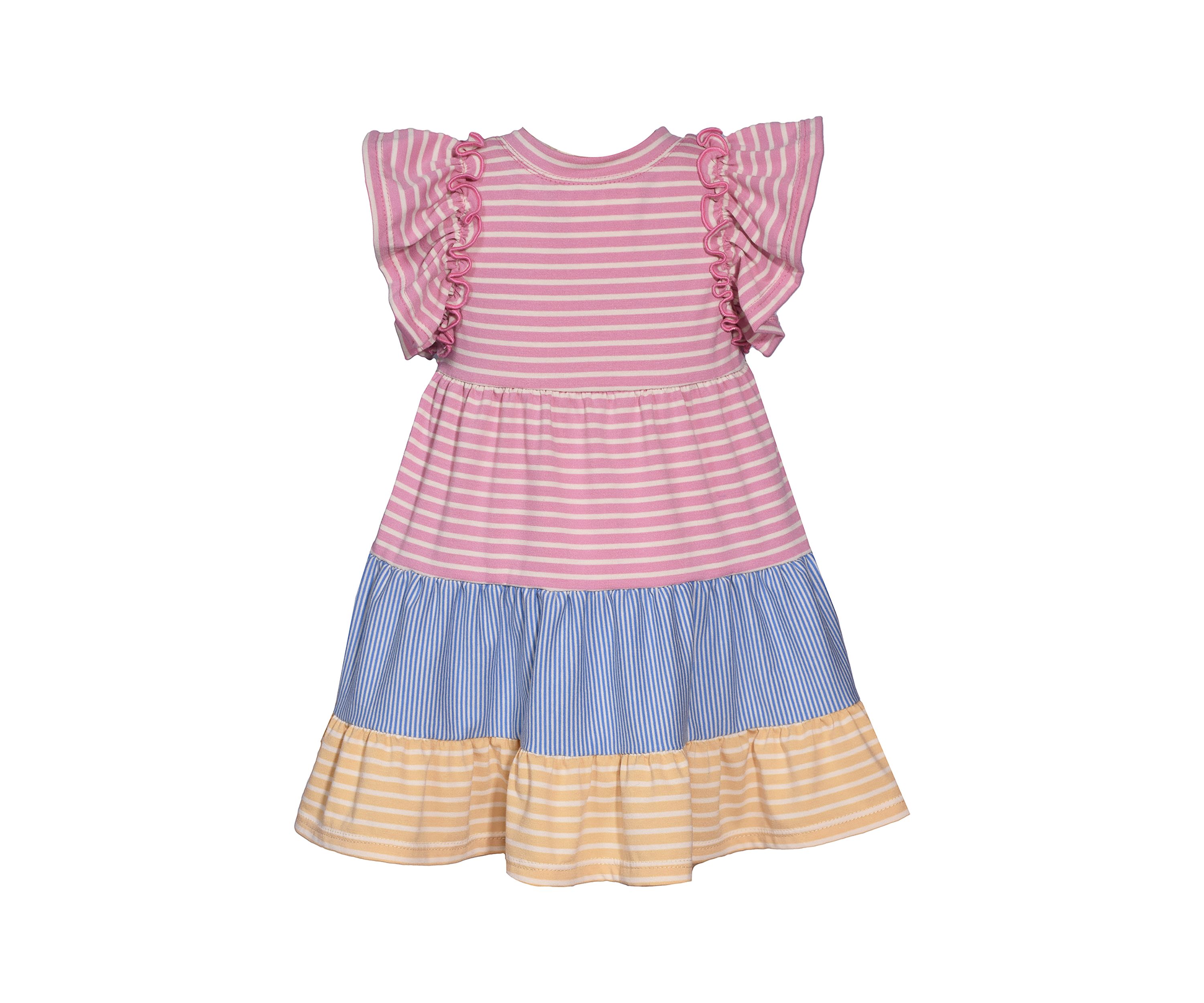 Baby Girls Knit Striped Dress with Headband
