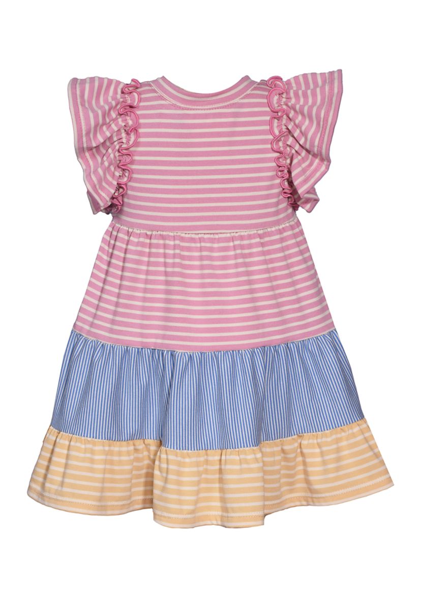 Baby Girls Knit Striped Dress with Headband
