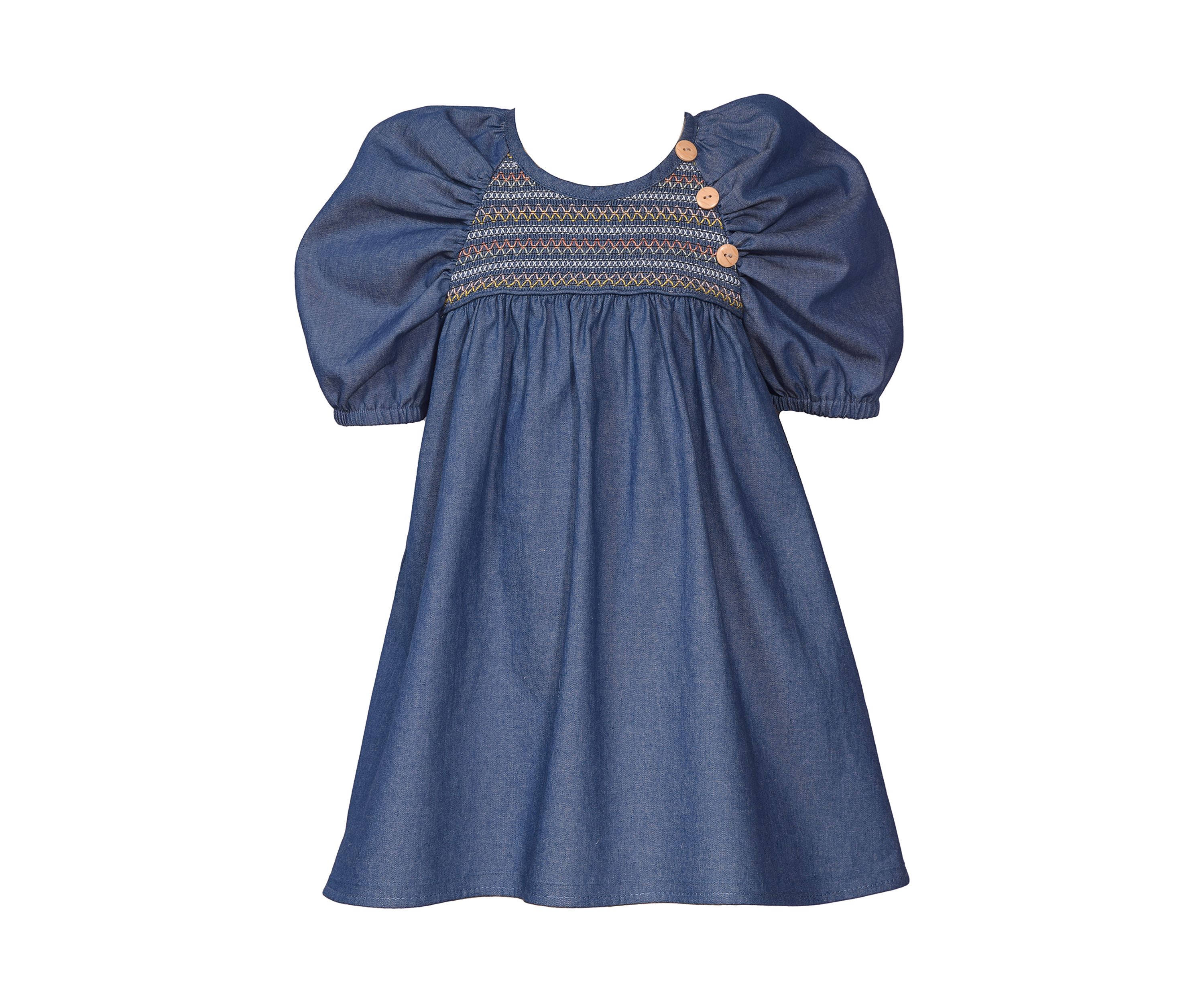 Baby Girls Side Button Denim Dress