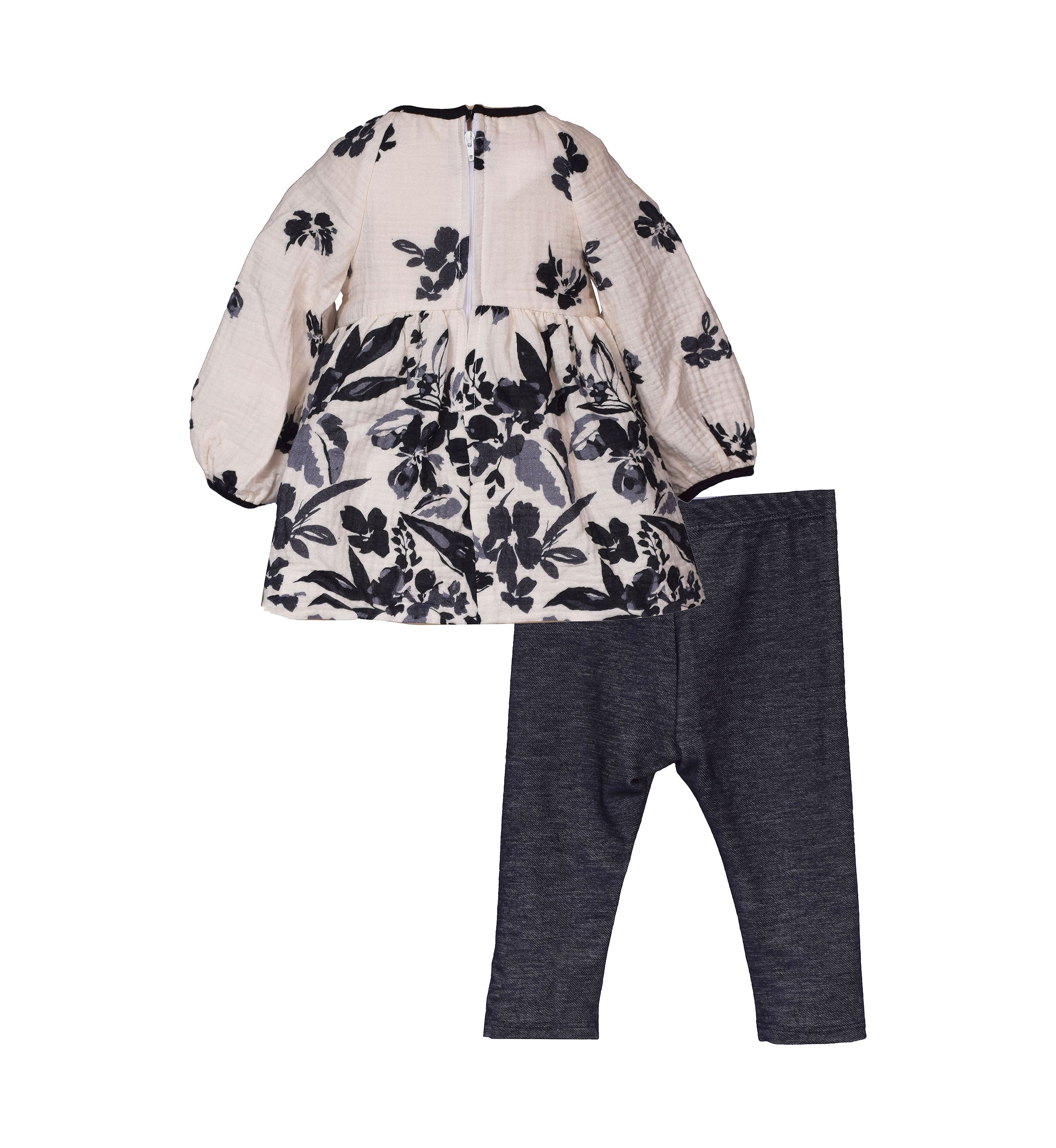 Baby Girls Floral Printed Gauze Knit Top and Leggings Set 