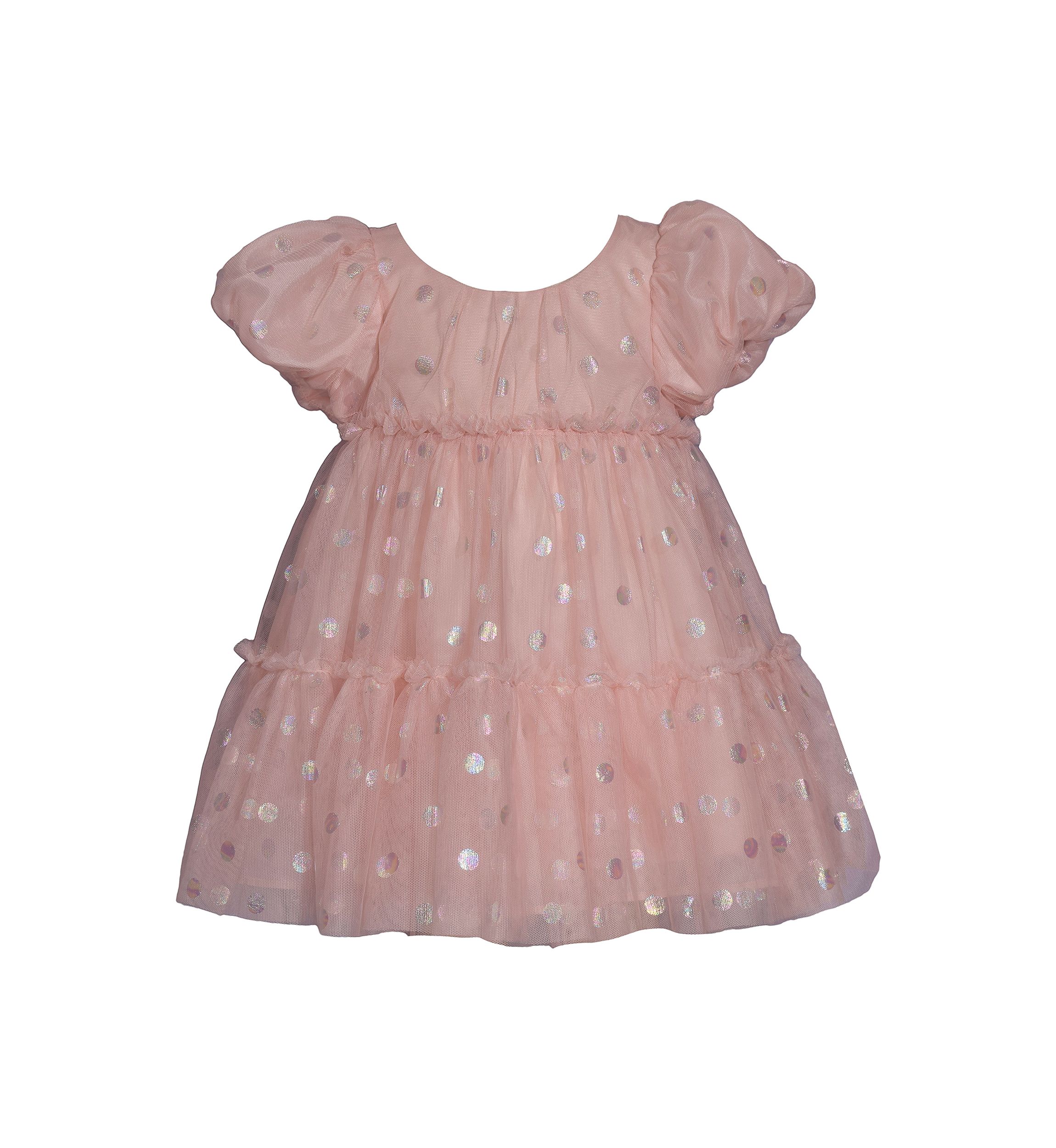 Baby Girls Foil Dot Mesh Tiered Party Dress