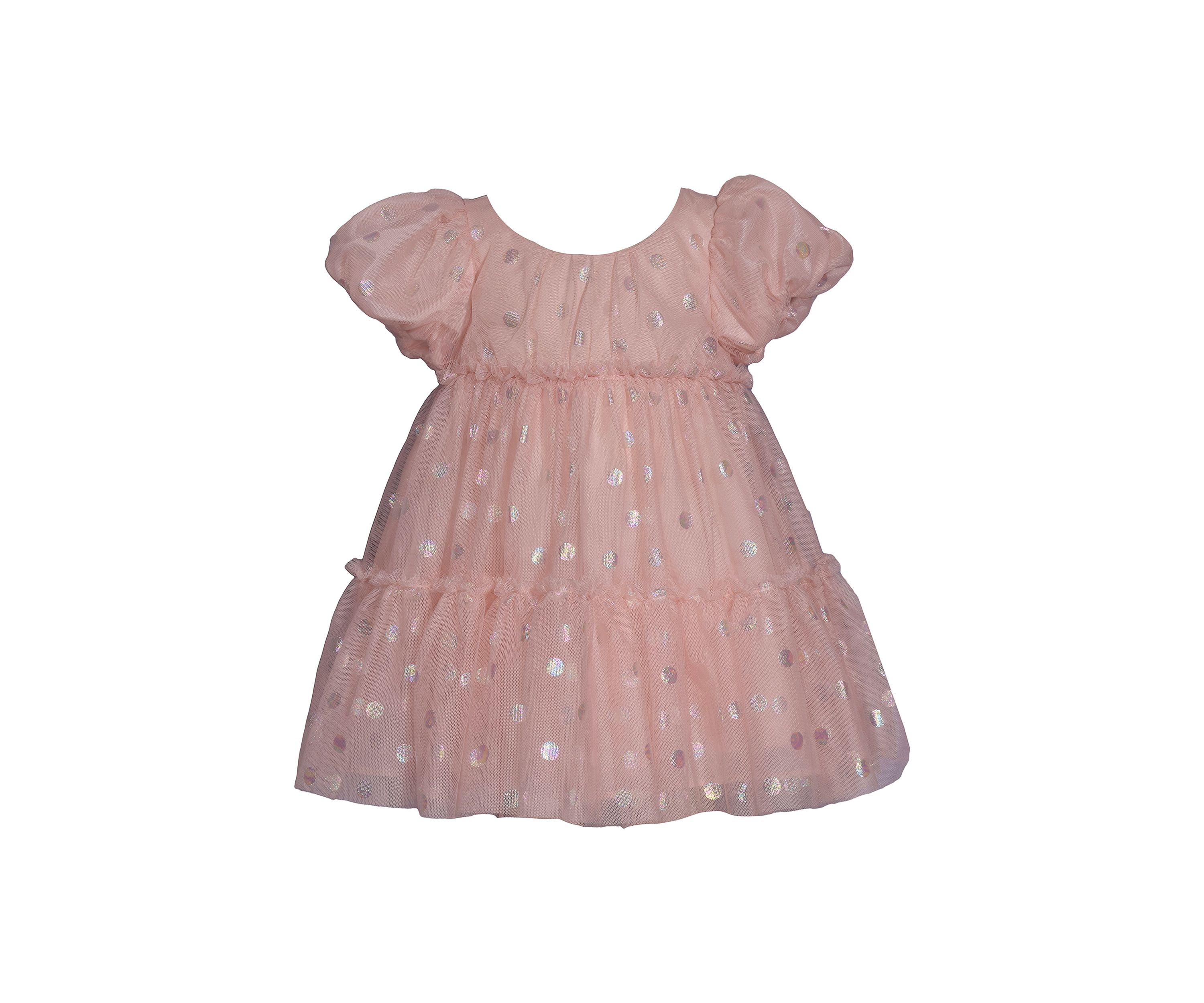 Baby Girls Foil Dot Mesh Tiered Party Dress