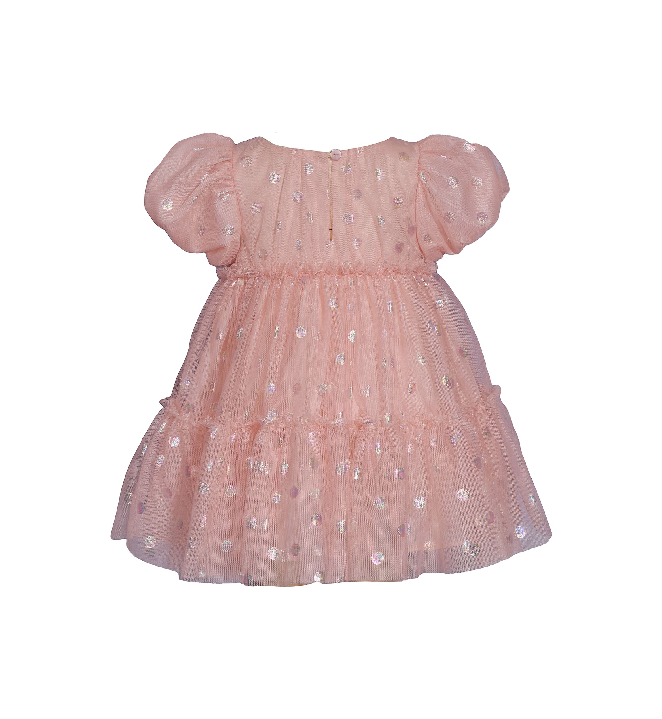 Baby Girls Foil Dot Mesh Tiered Party Dress