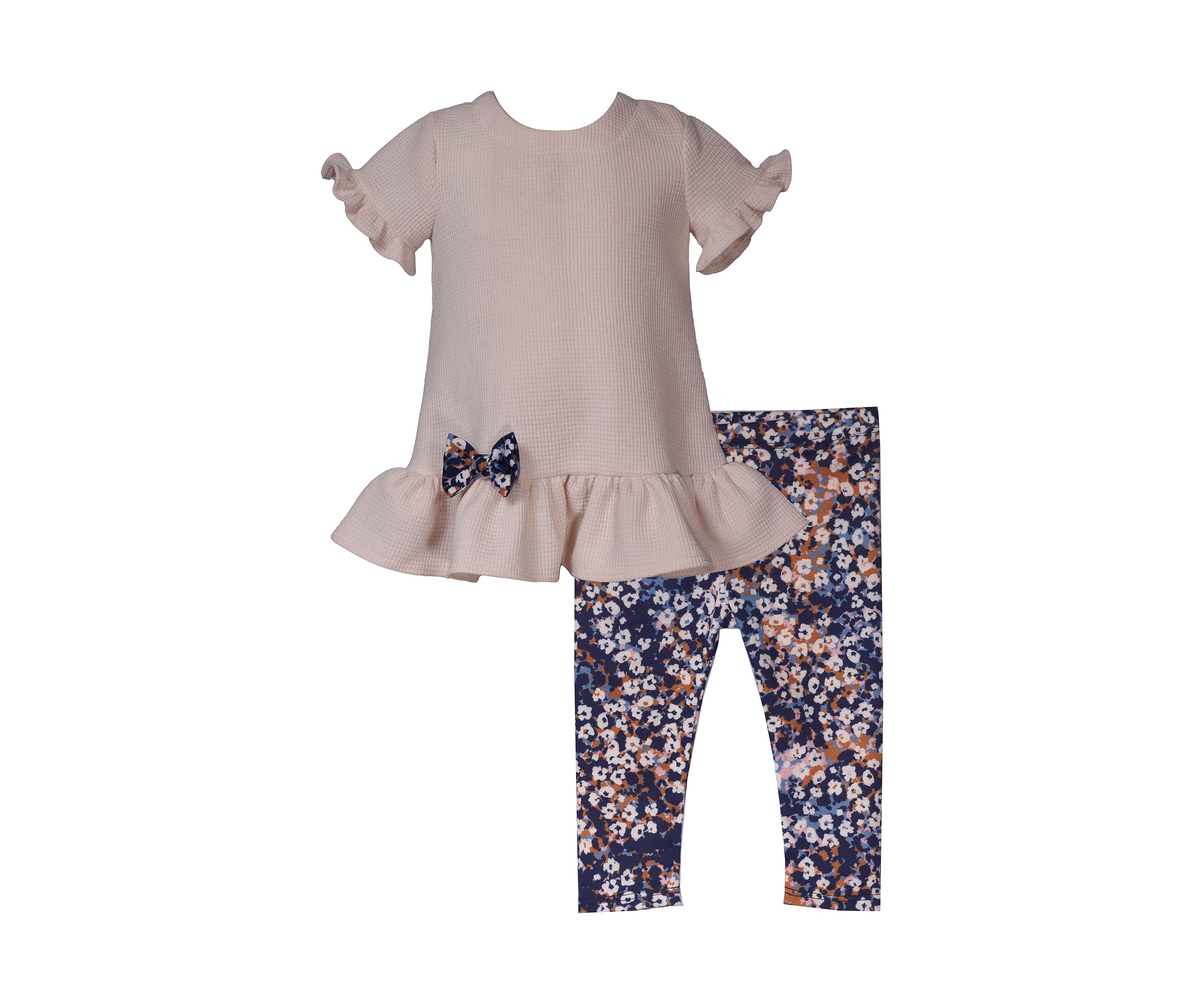 Baby Girls Side Bow Top and Printed Leggings Set