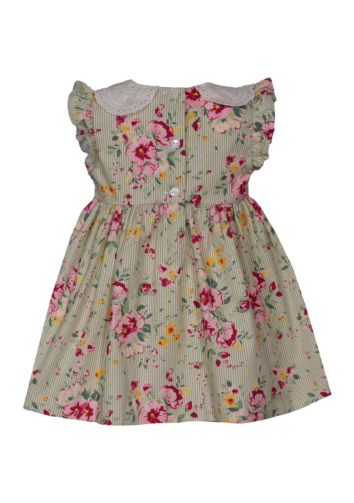 Baby Girls Flutter Sleeve Floral Smocked Dress