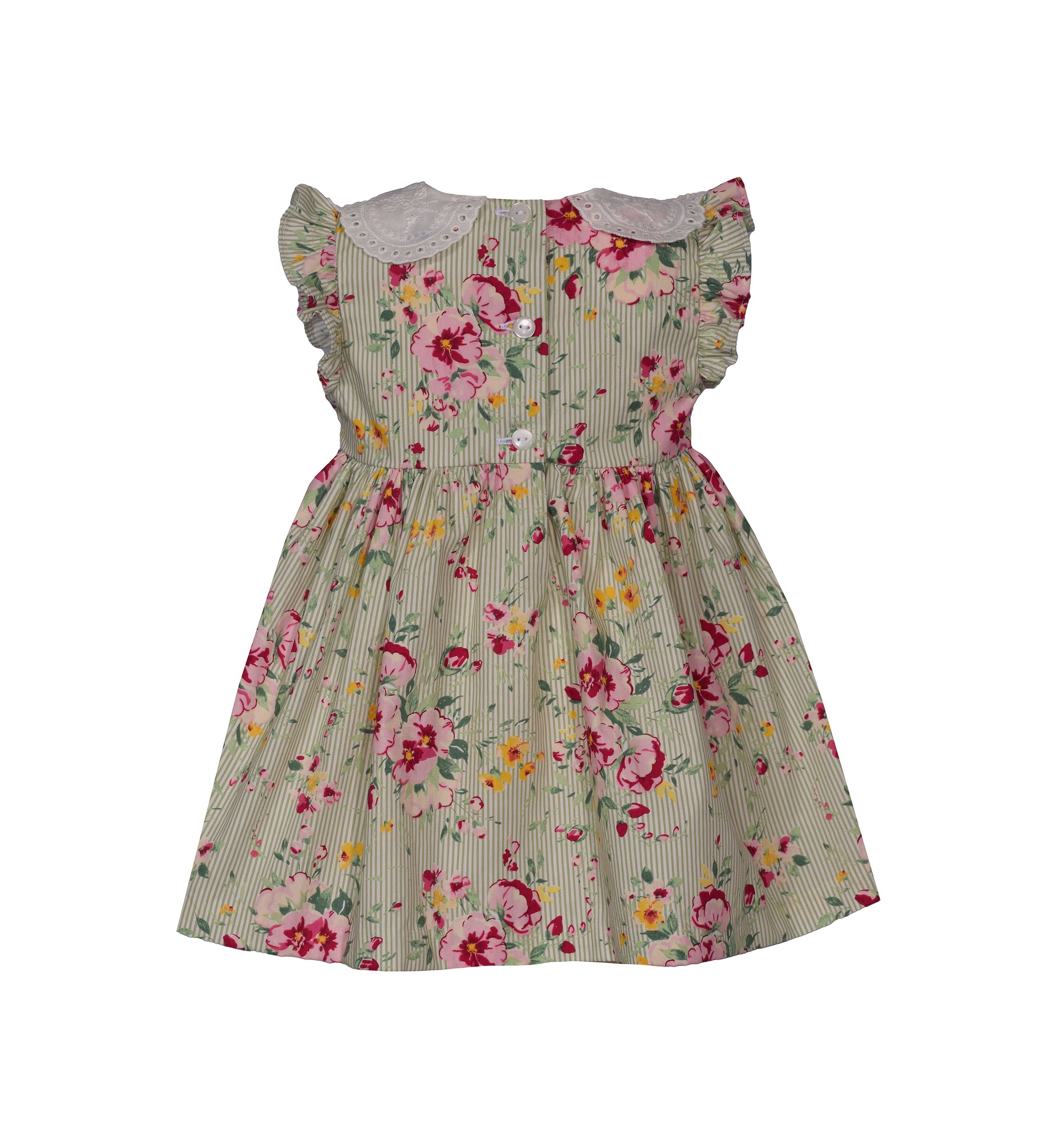 Baby Girls Flutter Sleeve Floral Smocked Dress