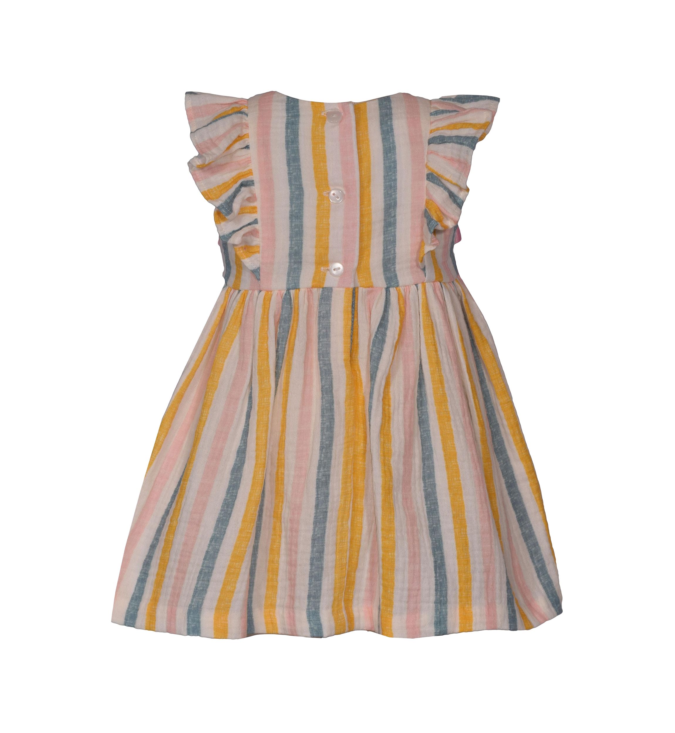 Baby Girls Flutter Sleeve Stripe Smocked Dress