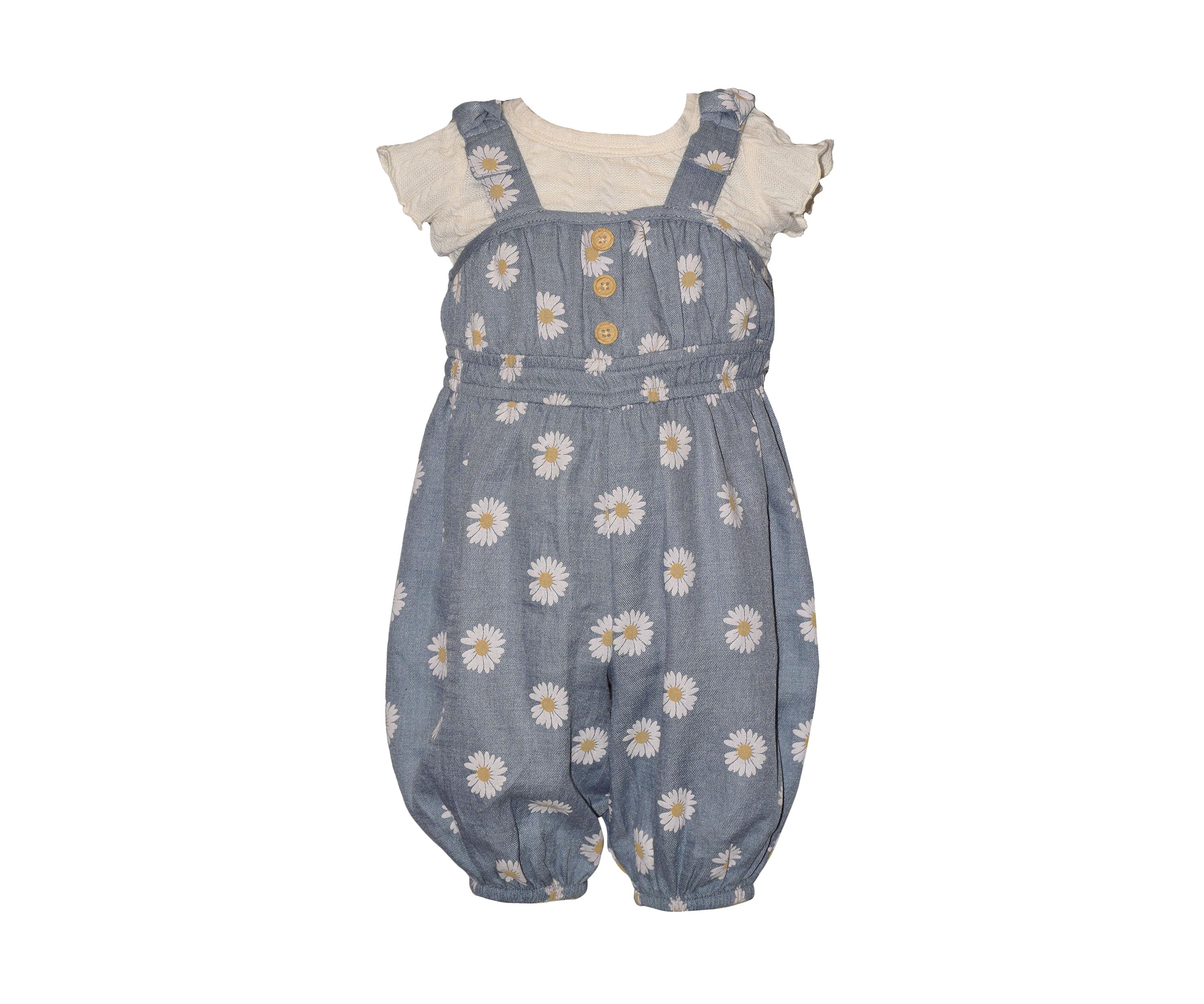 Baby Girls Daisy Printed Jumpsuit and Top Set