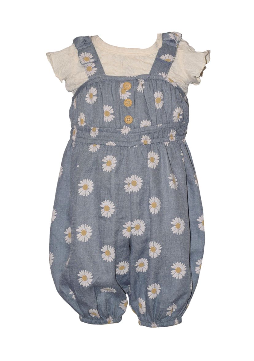 Baby Girls Daisy Printed Jumpsuit and Top Set