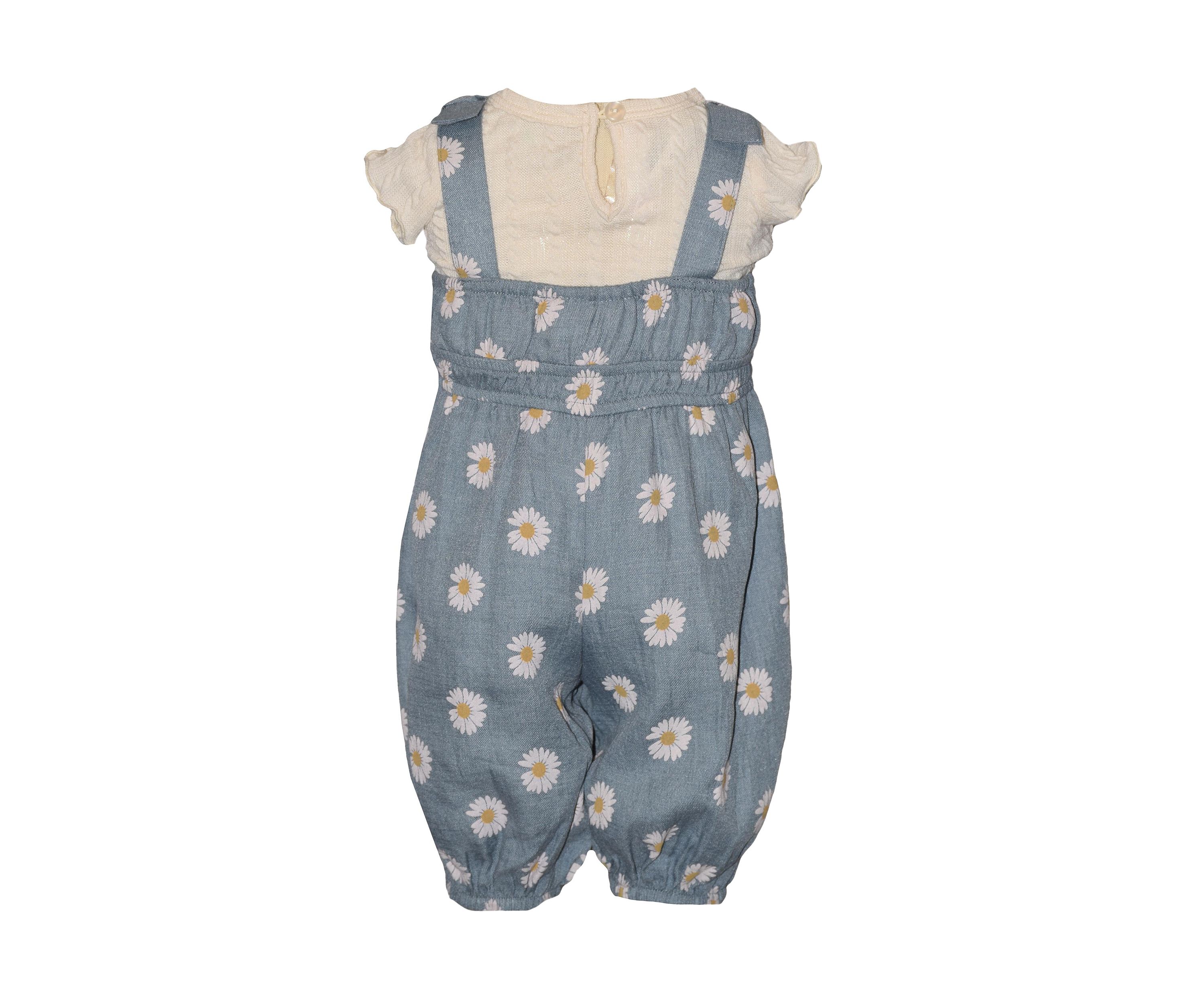 Baby Girls Daisy Printed Jumpsuit and Top Set