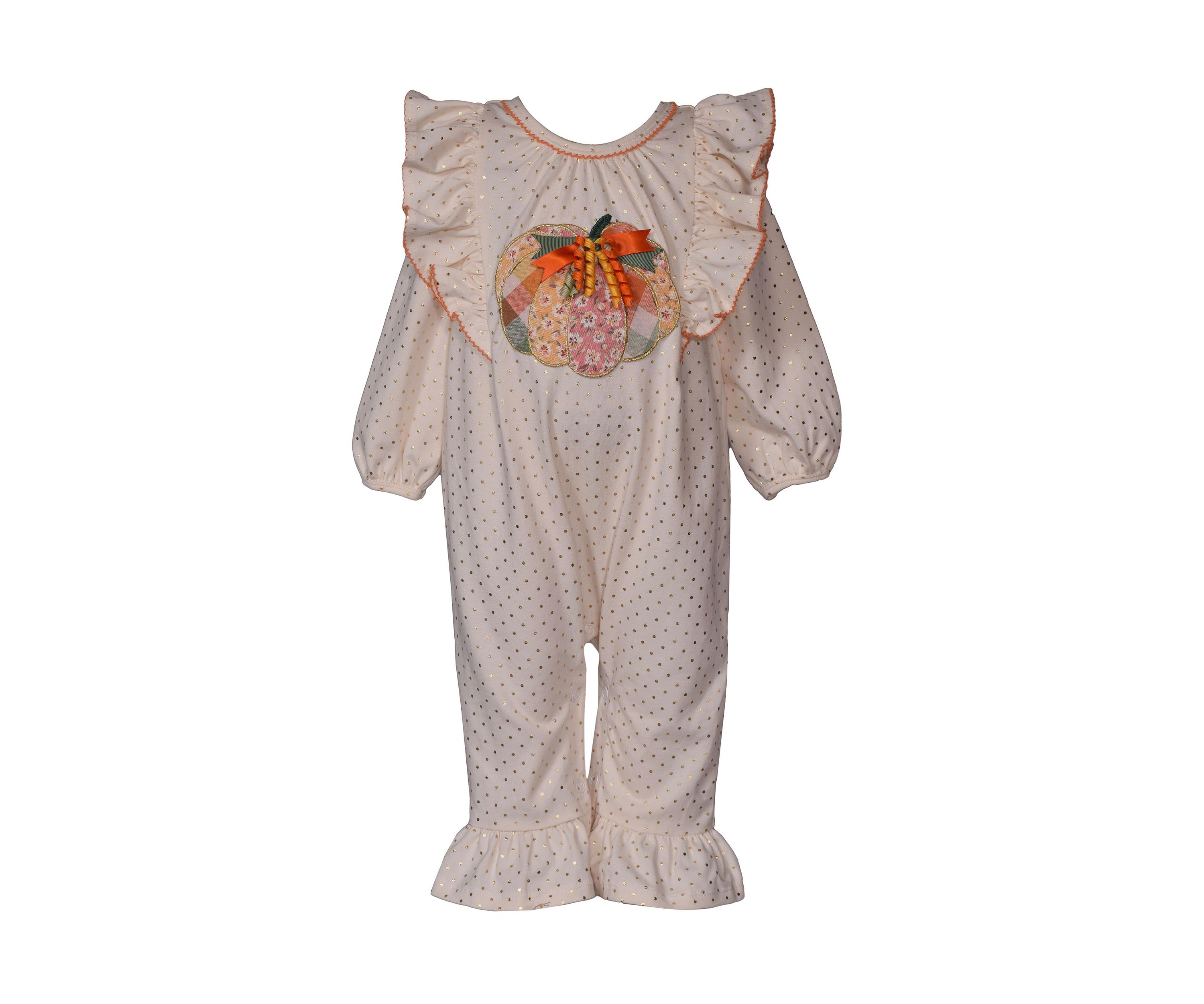 Baby Girls Pumpkin Coveralls