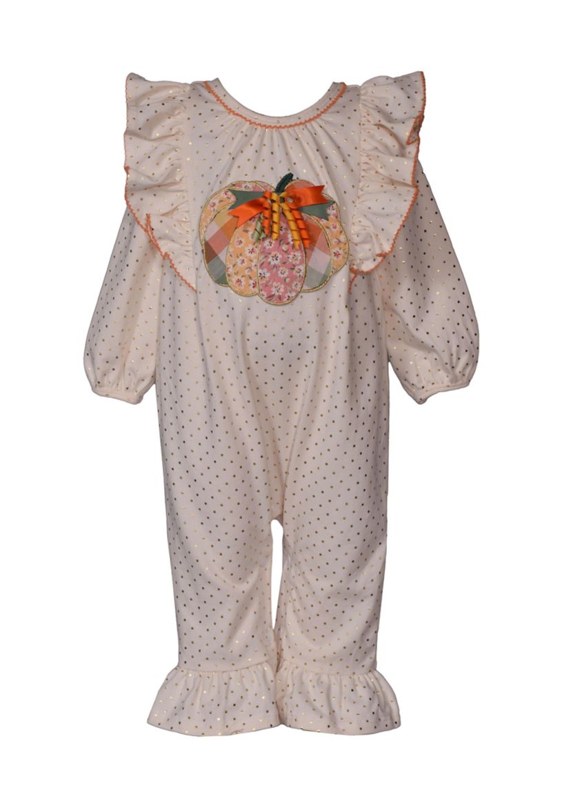 Baby Girls Pumpkin Coveralls