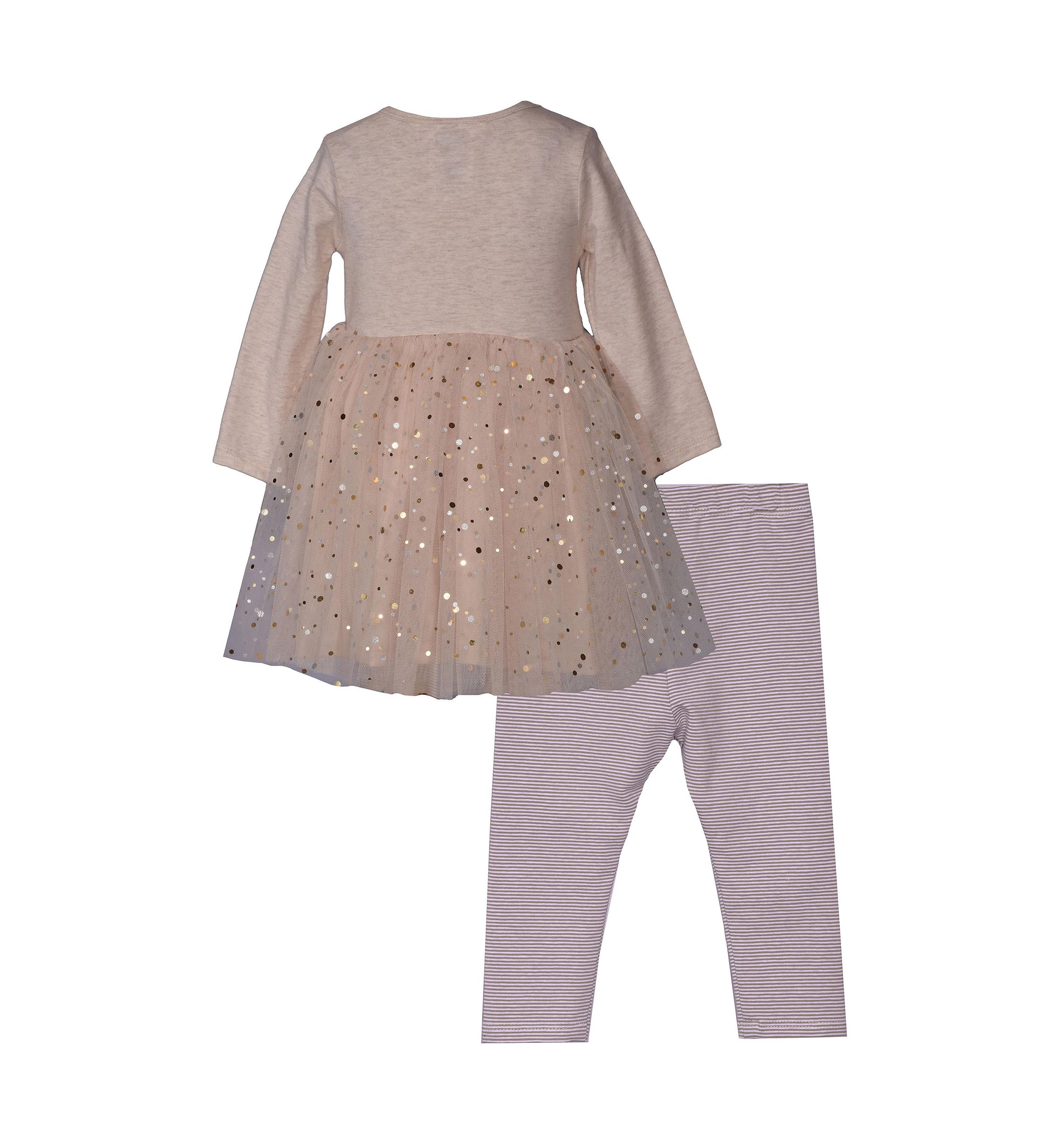 Toddler Girls Pumpkin Sequin Appliqué Top and Leggings Set