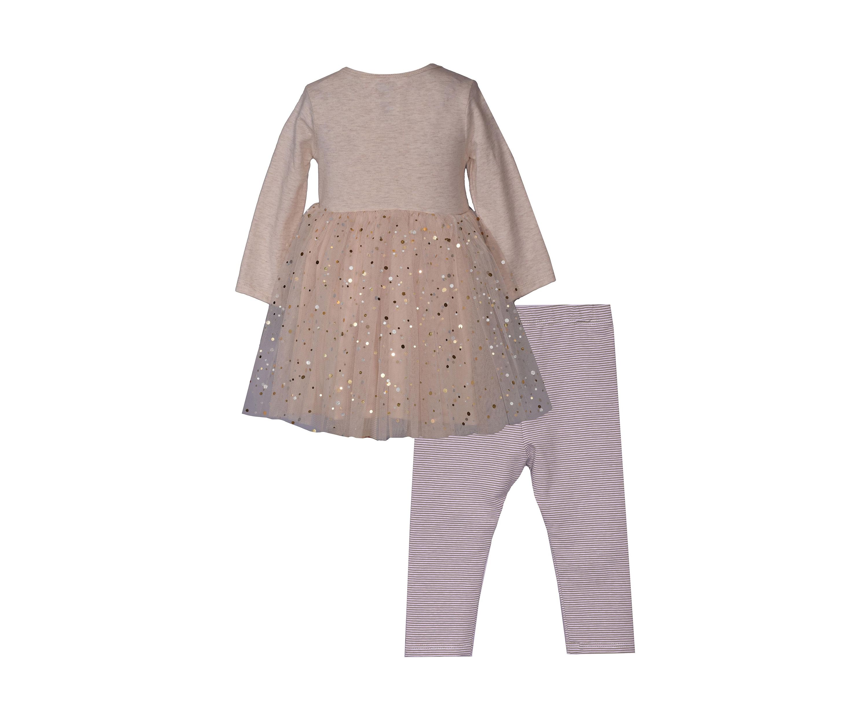Toddler Girls Pumpkin Sequin Appliqué Top and Leggings Set