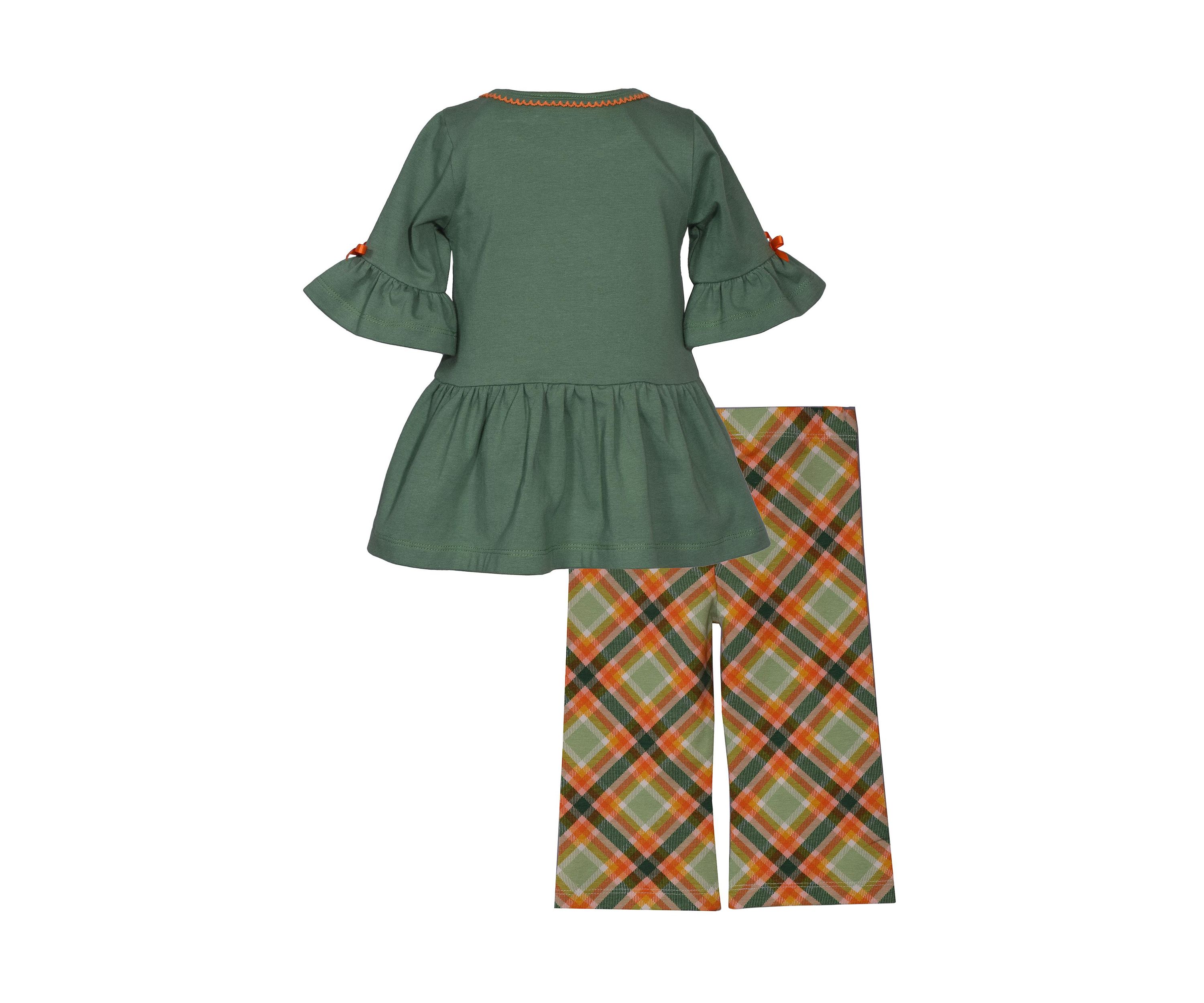 Baby Girls Pumpkin Patch Appliqué Top and Printed Pants Set