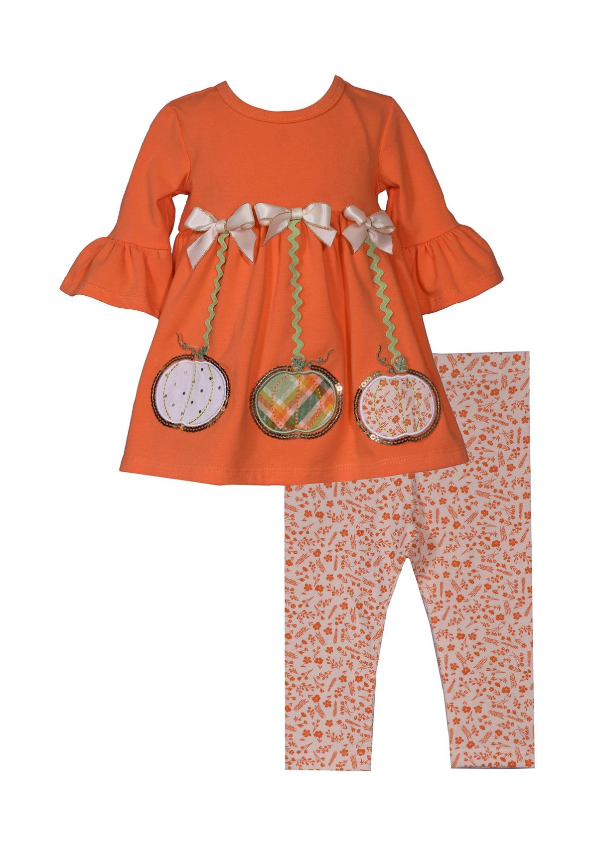 Toddler Girls Triple Pumpkin Top and Leggings Set