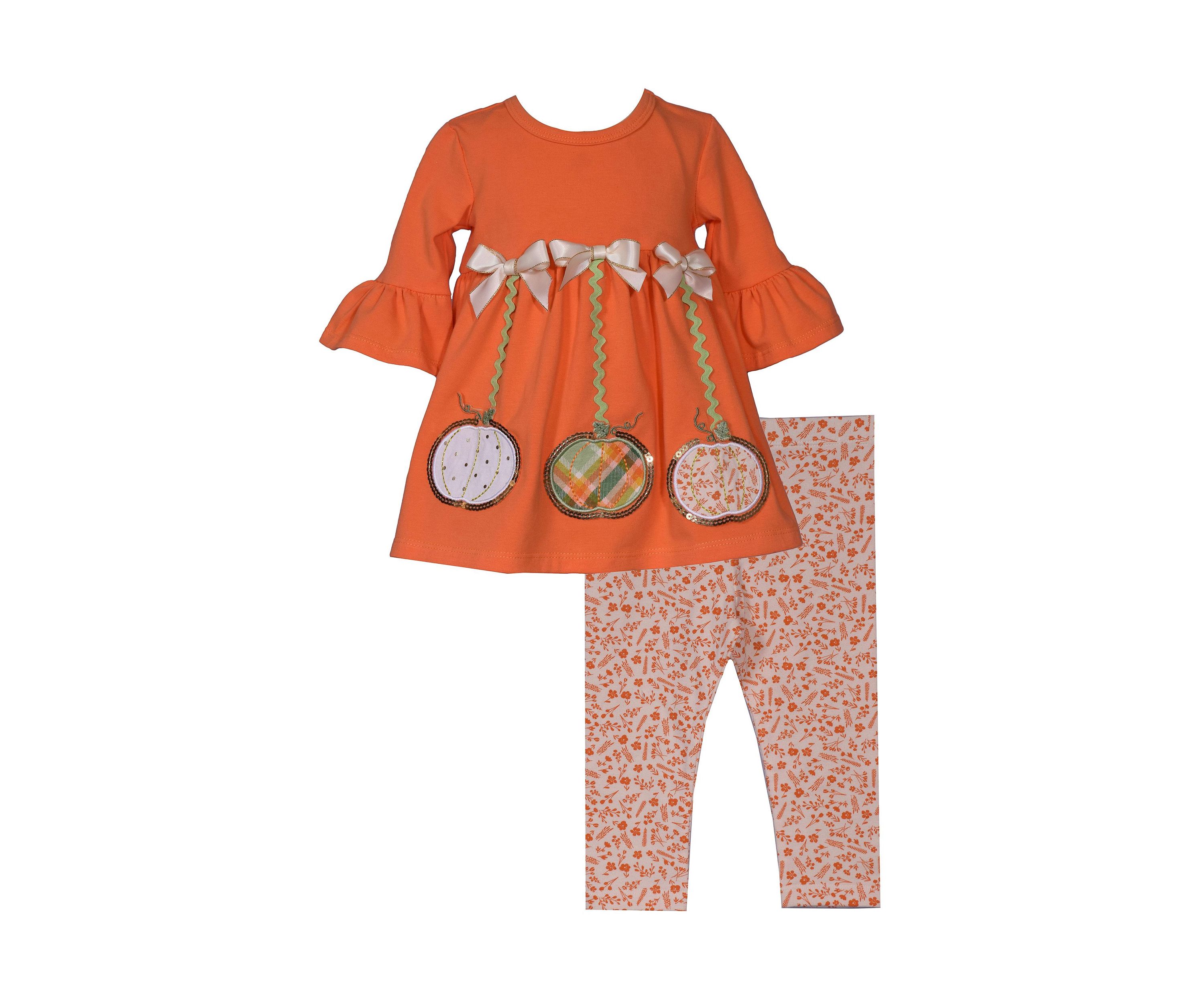Toddler Girls Triple Pumpkin Top and Leggings Set