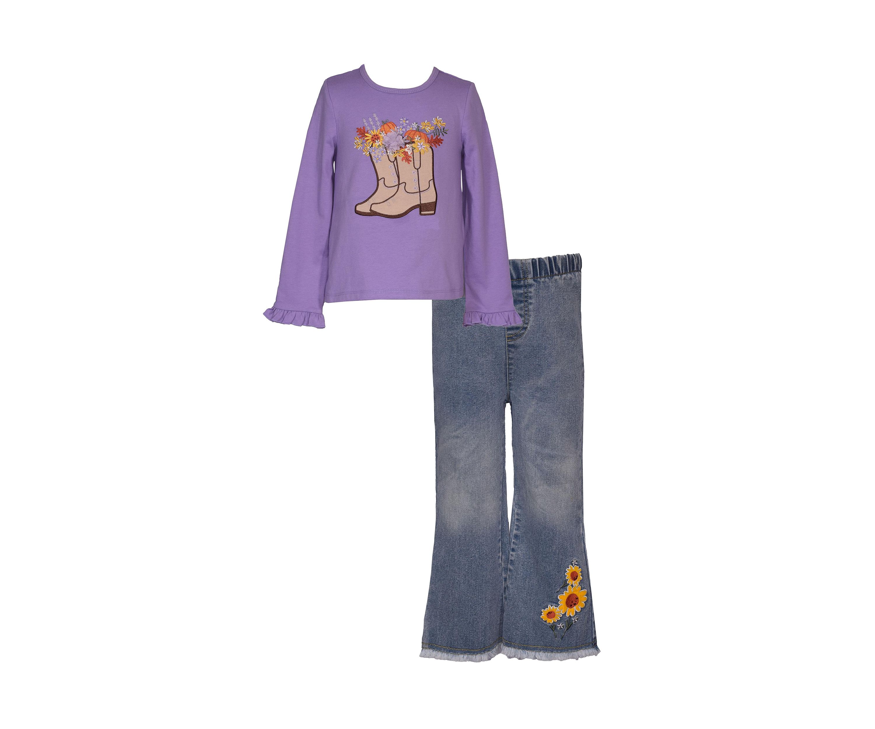 Baby Girls Cowboy Boot Graphic Top and Pants Set