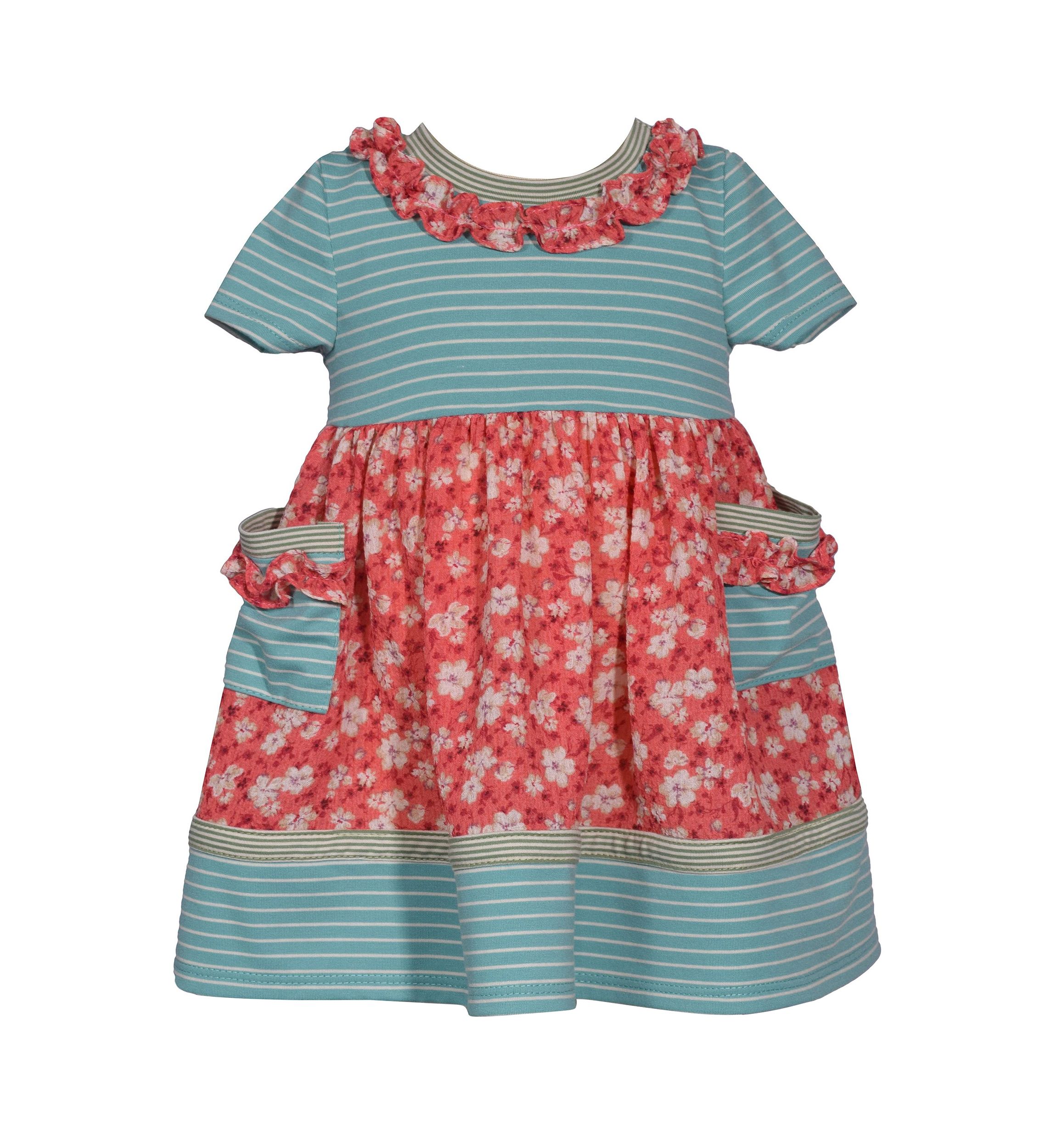 Baby Girls Mixed Media Printed Dress