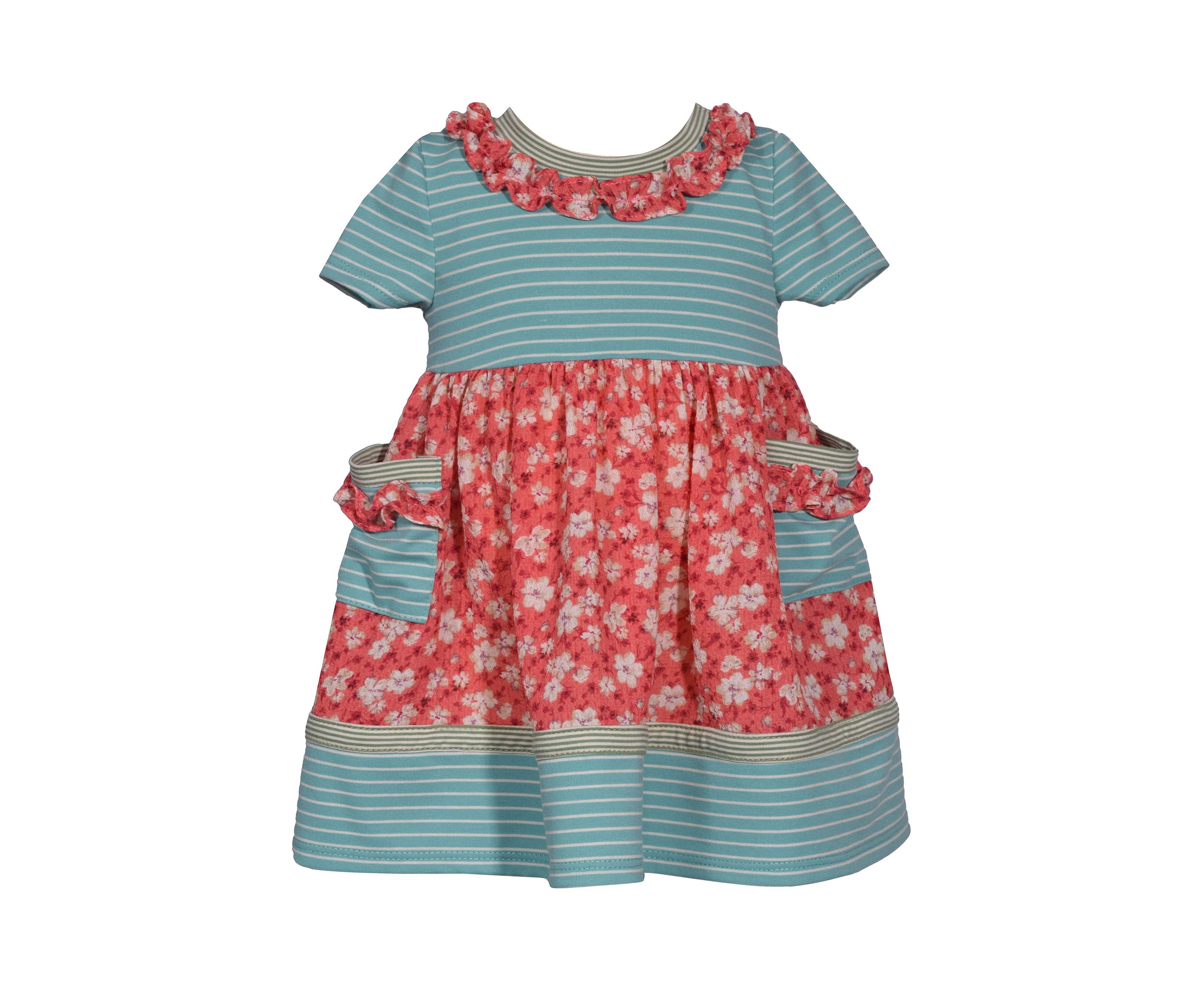 Baby Girls Mixed Media Printed Dress