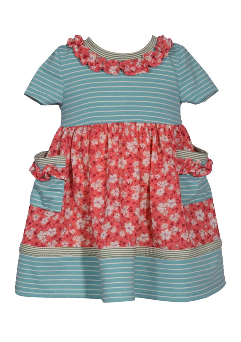 Baby Girls Mixed Media Printed Dress