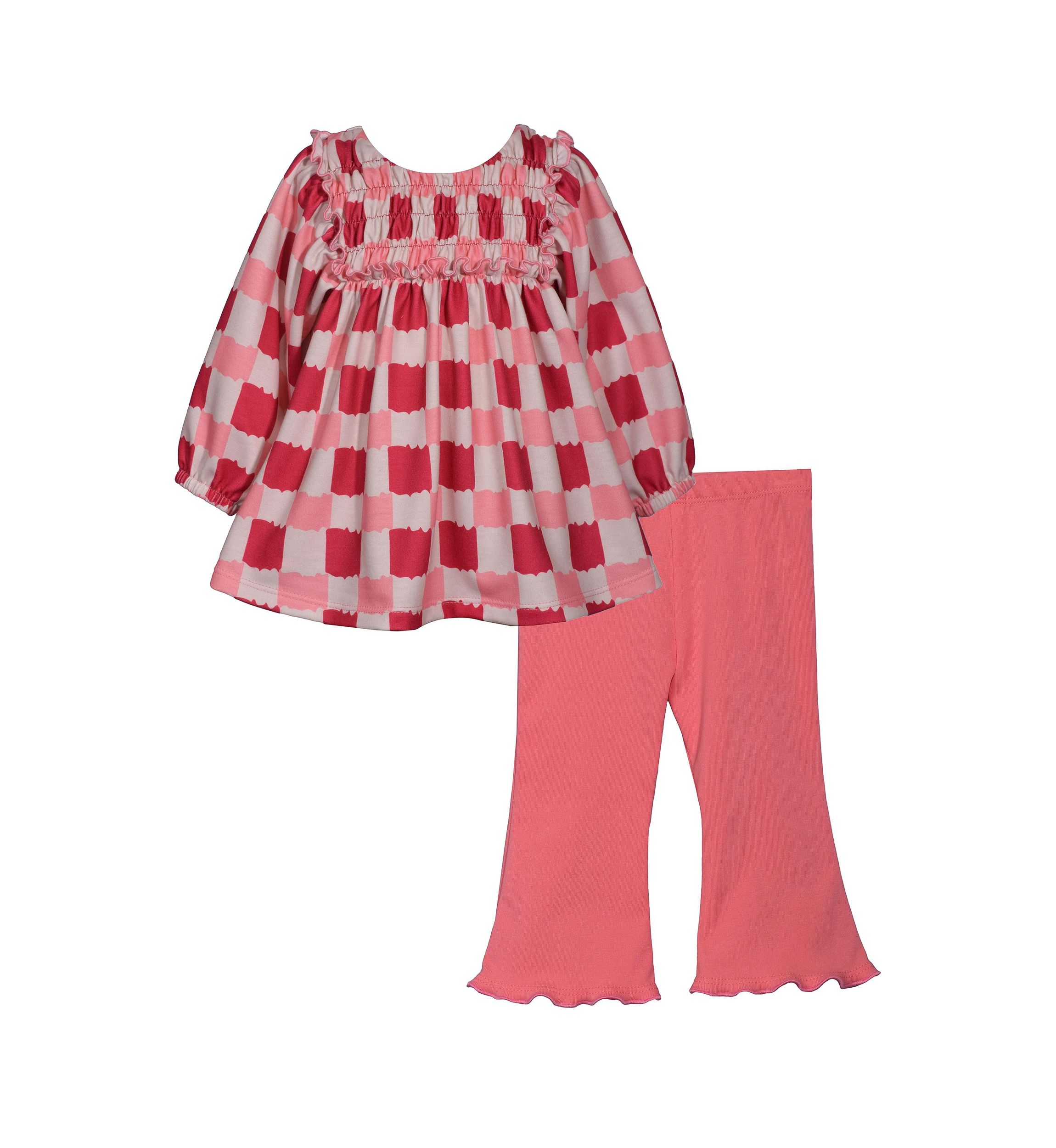 Baby Girls Checkered Printed Top and Leggings Set